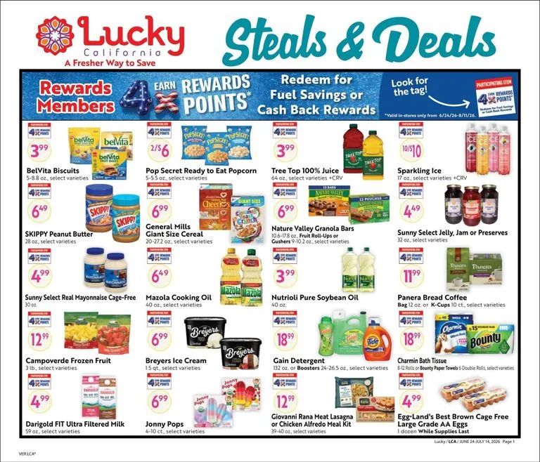 Weekly promotion Current Lucky - Steals & Deals leaflet valid from Wednesday 06/24/2026 to Tuesday 07/14/2026 spanning from June 24 to July 14 2026 - Page 1 for Catalogue 365