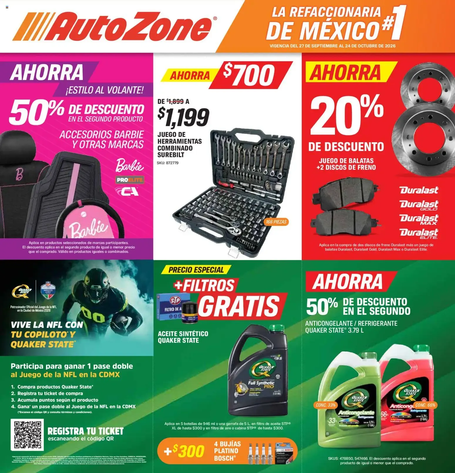 Catálogo de AutoZone catálogo (27/09/2026 - 24/10/2026) - catálogo en línea 27 de septiembre al 24 de octubre 2026 - Pagina 1