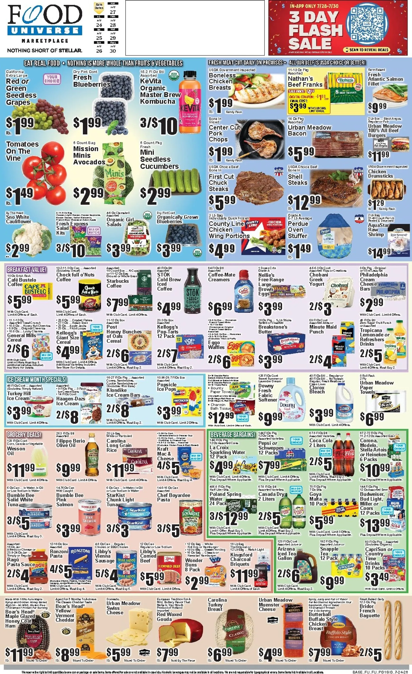 Weekly ad Current Food Universe leaflet valid from Friday 07/24/2026 to Thursday 07/30/2026 from July 24 to July 30 2026 - Page 1