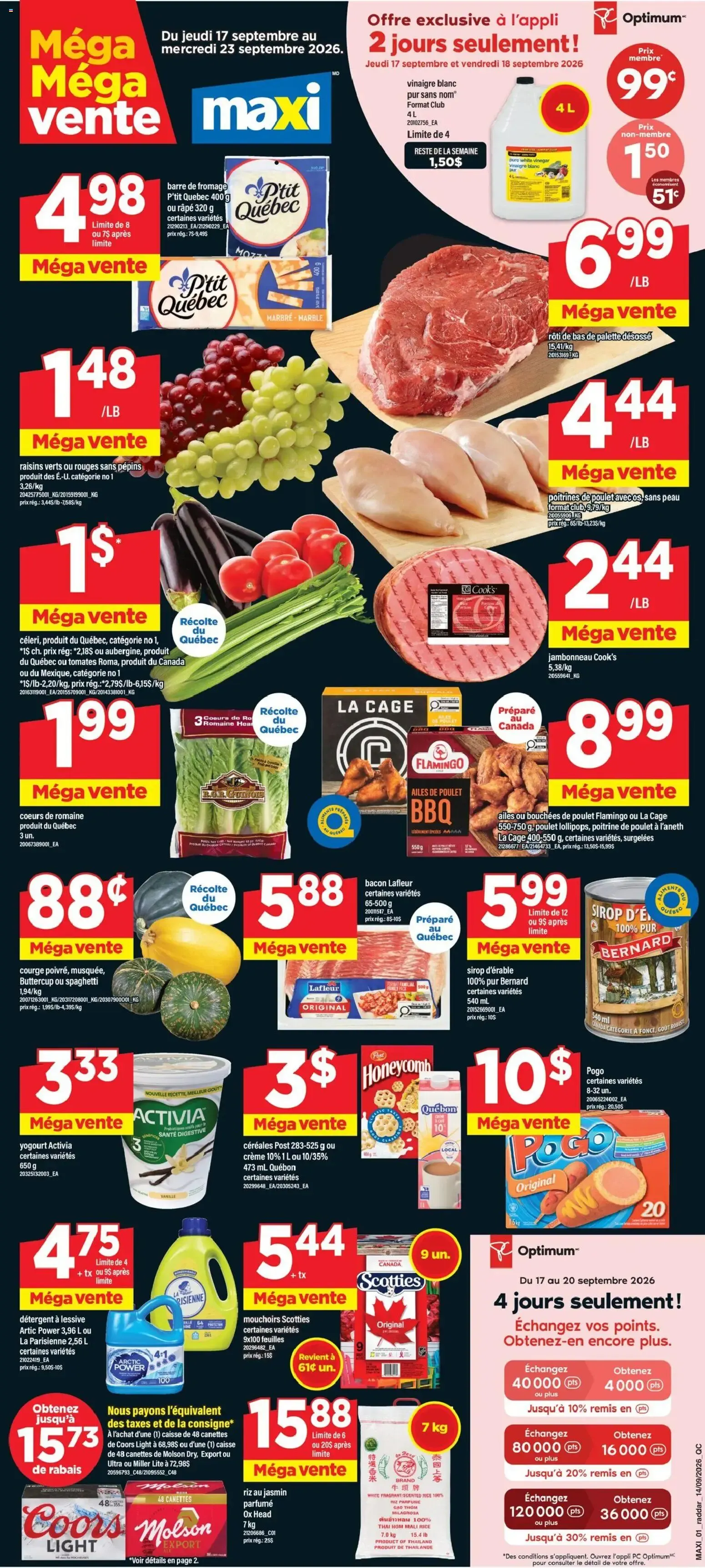 Maxi - Méga Méga vente from September 17 to September 23 2026 - flyer page 1