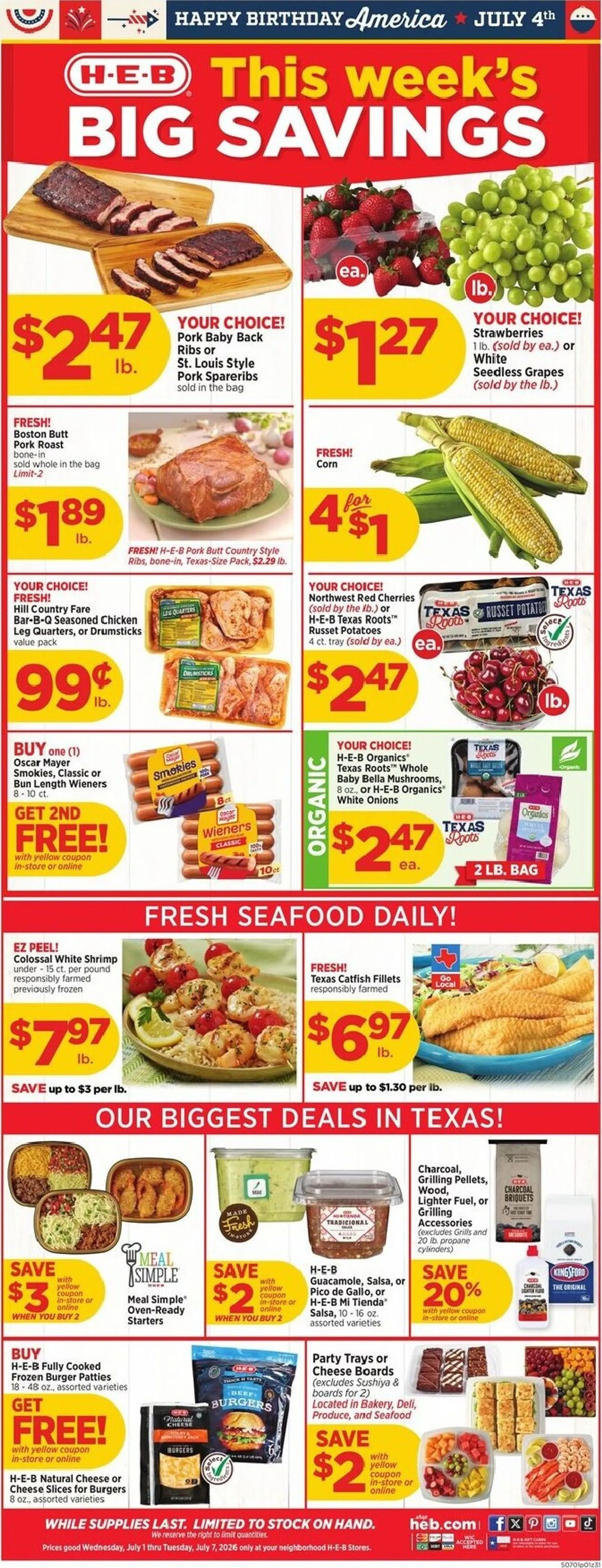 Weekly ad H-E-B This week's BIG SAVINGS from July 1 to July 7 2026 - Page 1