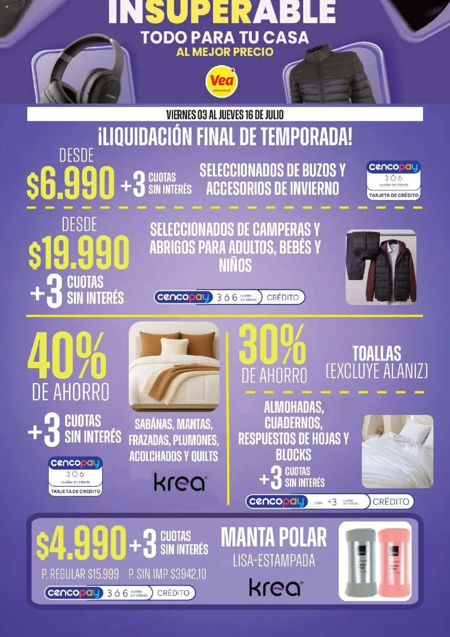 Ofertas de Vea - InSuperable | Todo para tu casa al mejor precio del 03/07/2026 - 16/07/2026 3 de julio al 16 de julio 2026 - Página 7 del catálogo