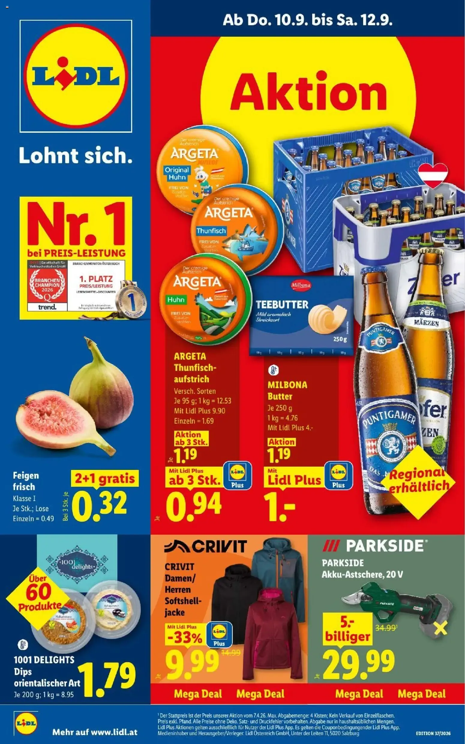 Lidl - Flugblatt ab 10.09.2026 - Angebote ab donnerstag von 10. September bis 12. September 2026 - Flugblätt seite 1