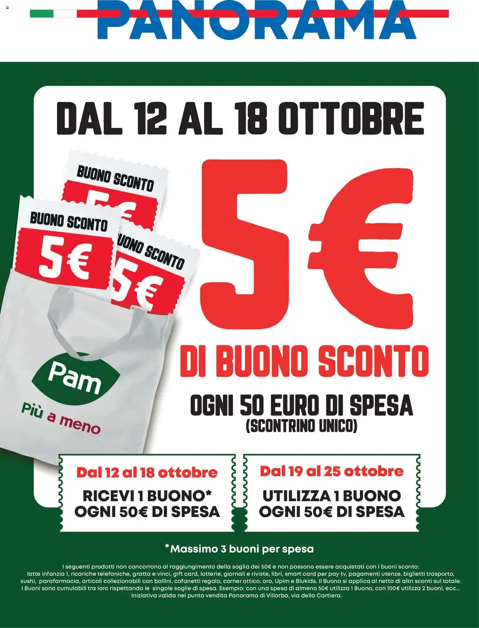 Panorama: Buono Sconto 5€ ogni 50€ di spesa da 12 ottobre a 18 ottobre di 2026 - Pagina del volantino 1