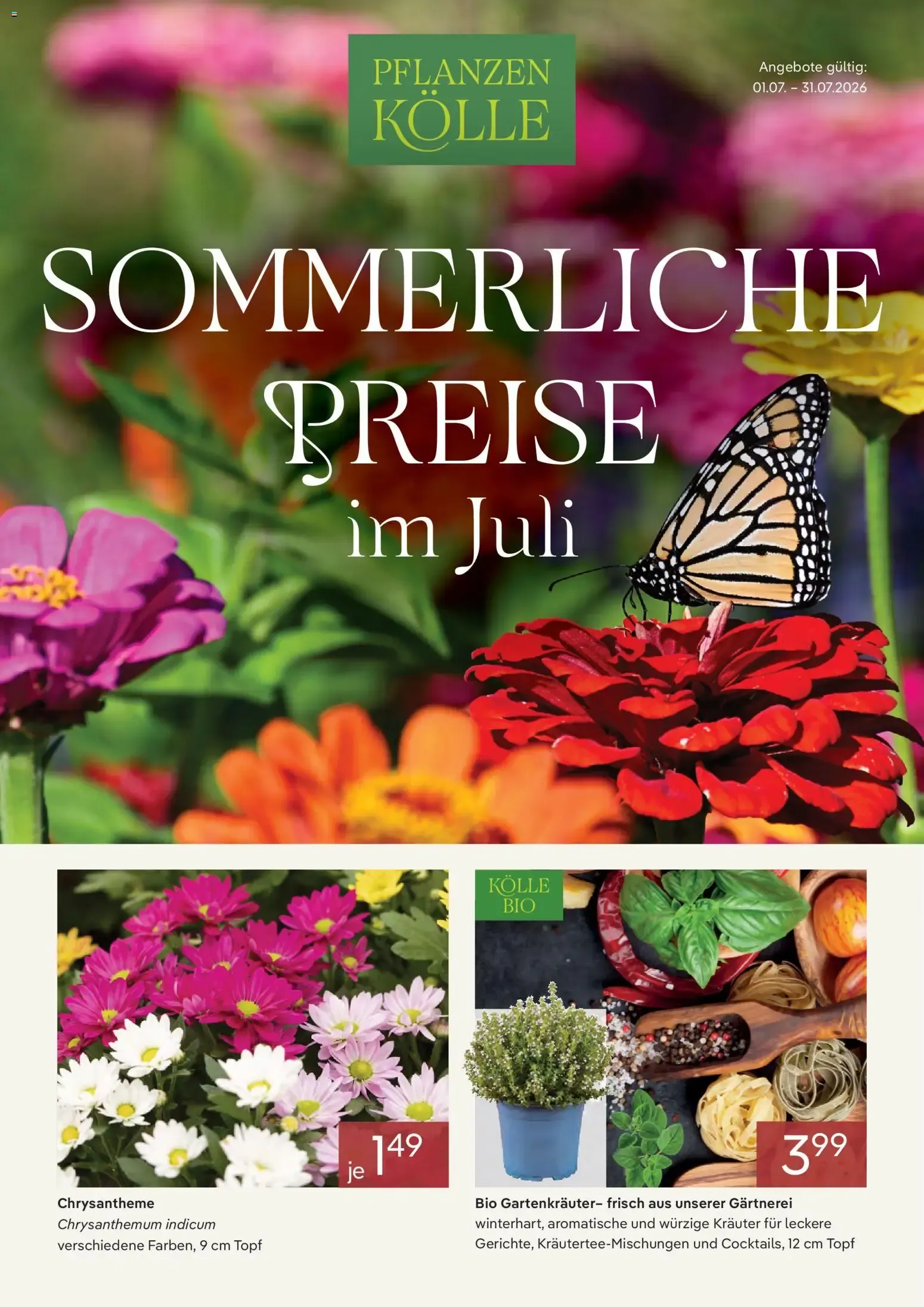Pflanzen-Kölle Onlineflyer Juli (ab 01.07.2026) zum Blättern von 1. Juli bis 31. Juli 2026 - Prospekt seite 1