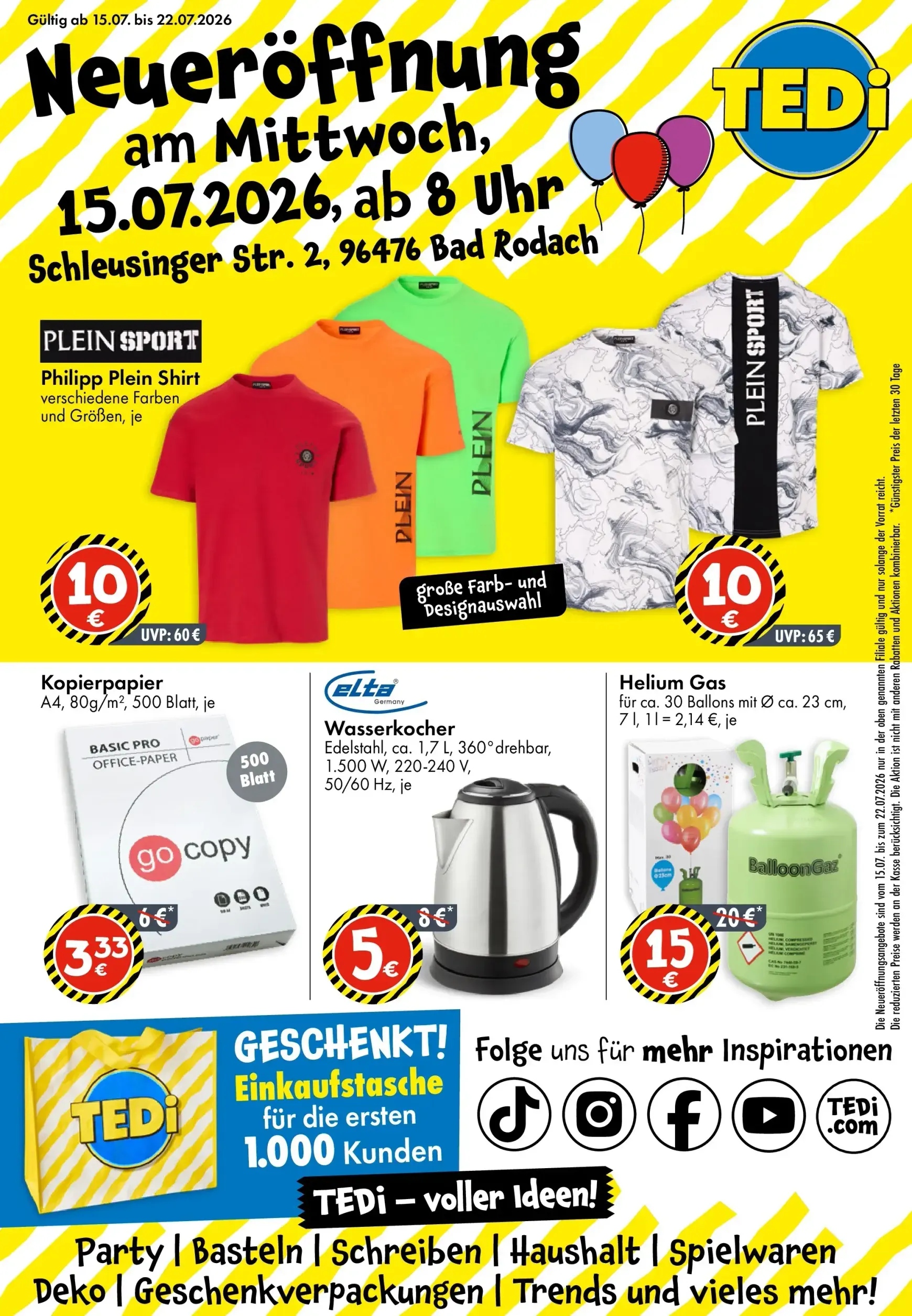 TEDi - Neueröffnung in Bad Rodach Prospekt nächste Woche – von Mittwoch 15.07.2026 bis Mittwoch 22.07.2026 von 15. Juli bis 22. Juli 2026 - Prospekt seite 1