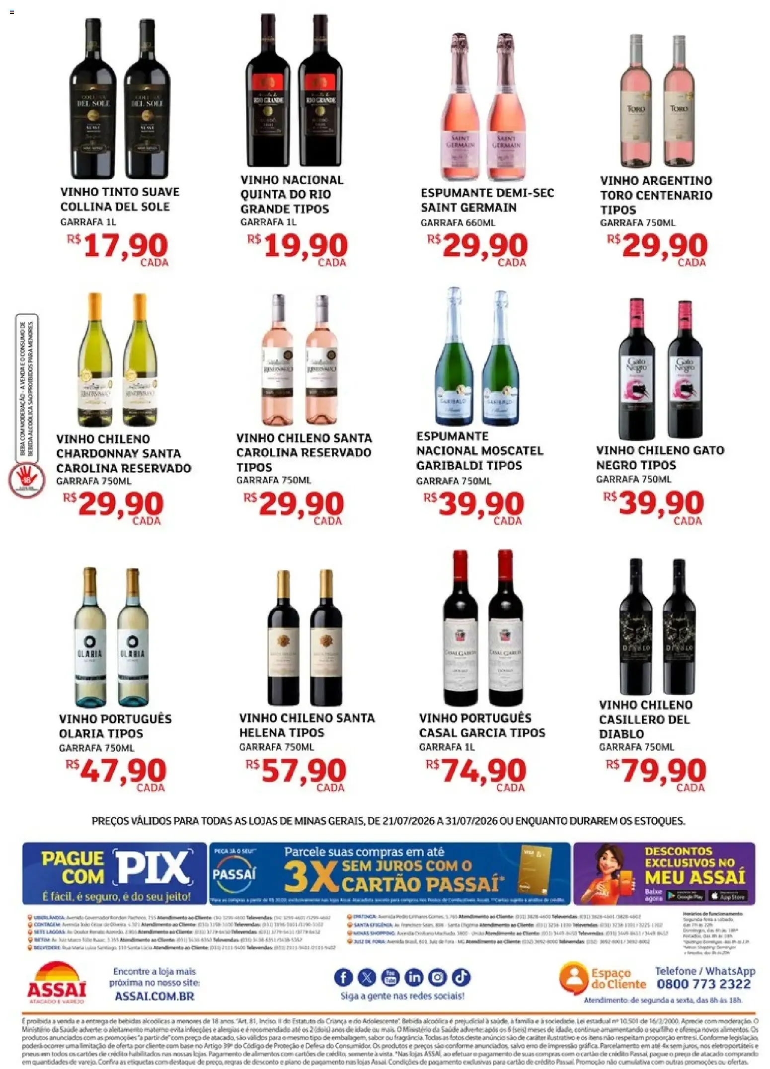 Encarte de Especial Queijos e Vinhos Assaí 21 de julho até 31 de julho 2026 - Pagina 2