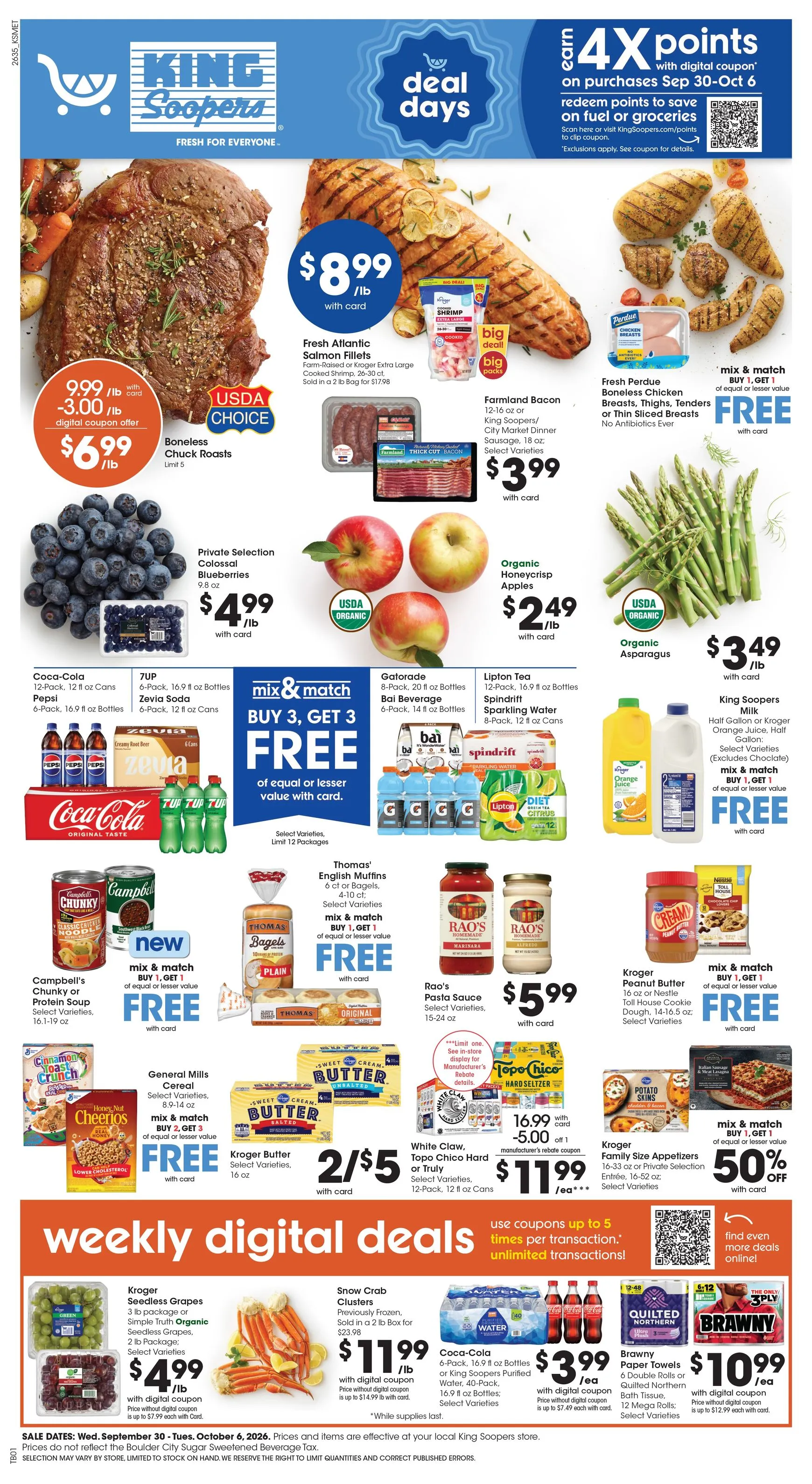 Weekly ad Current King Soopers leaflet valid from Wednesday 09/30/2026 to Tuesday 10/06/2026 from September 30 to October 6 2026 - Page 1