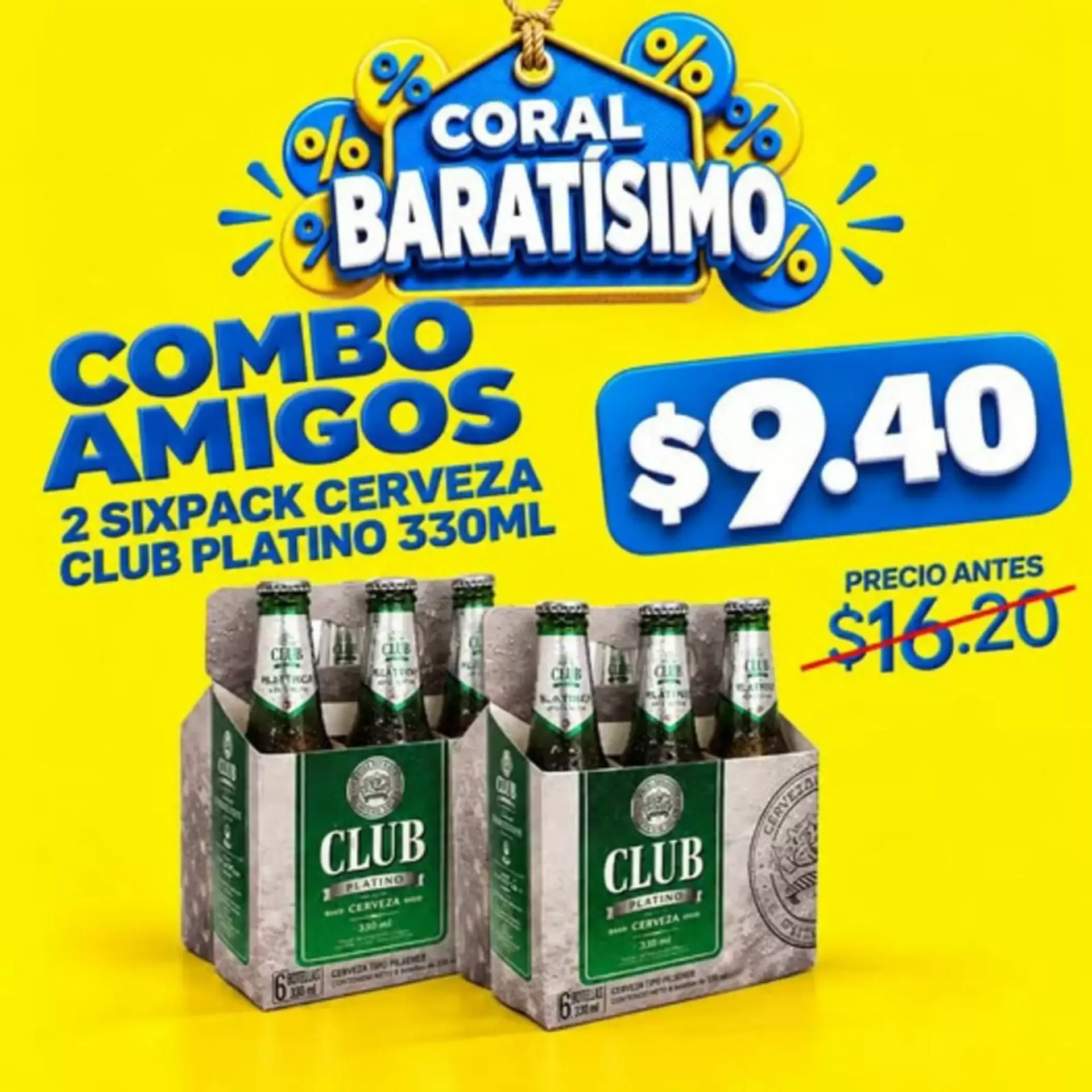 Catalogo de Coral Baratísimo - Combo Amigos 2 Sixpack Cerveza Club Platino 330ML 13 de octubre al 2 de noviembre 2026 - Pag 1