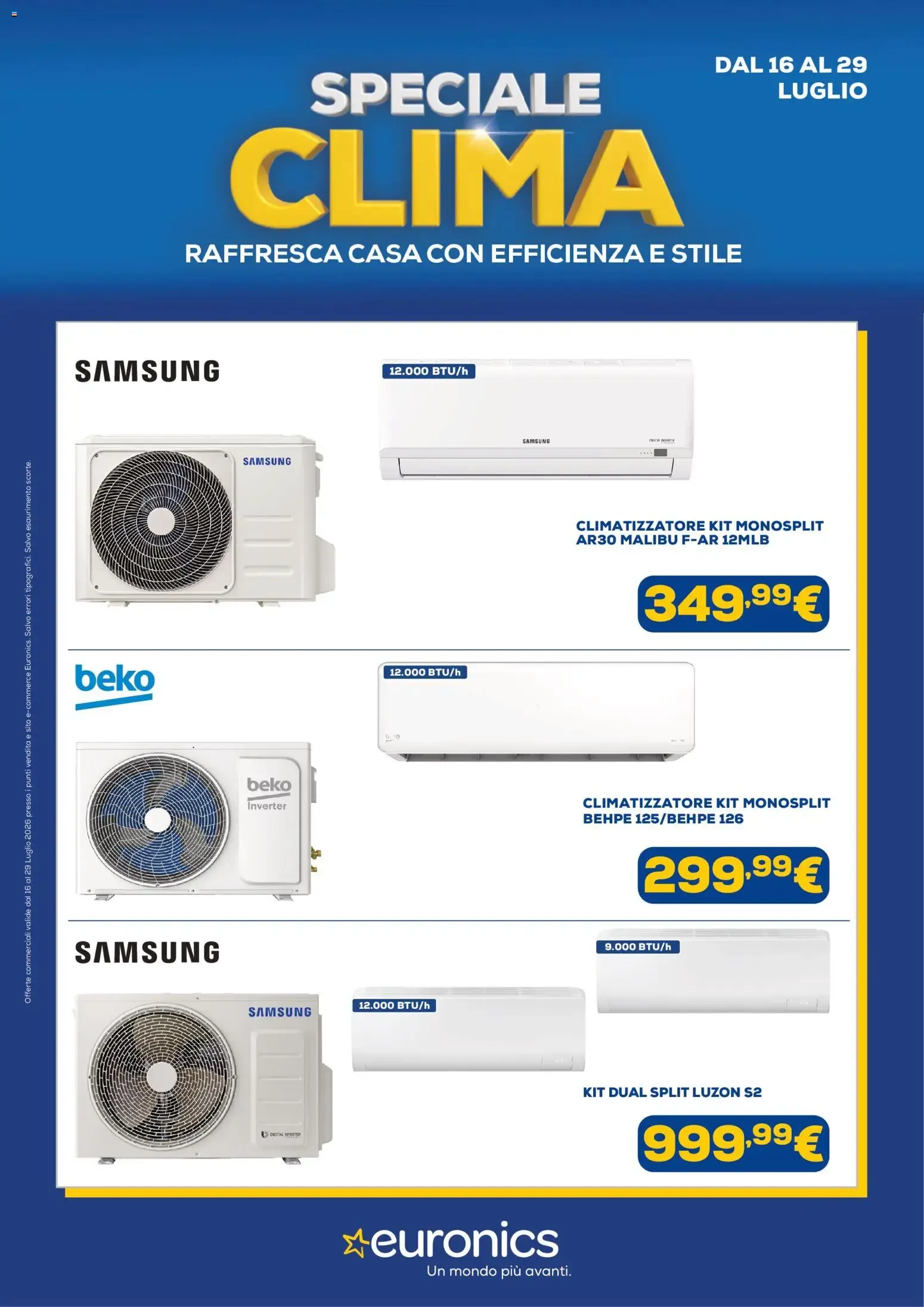 Nuovo Euronics volantino Clima dal 16/07/2026 > offerte anteprima 🛍️ da 16 luglio a 29 luglio di 2026 - Pagina del volantino 1