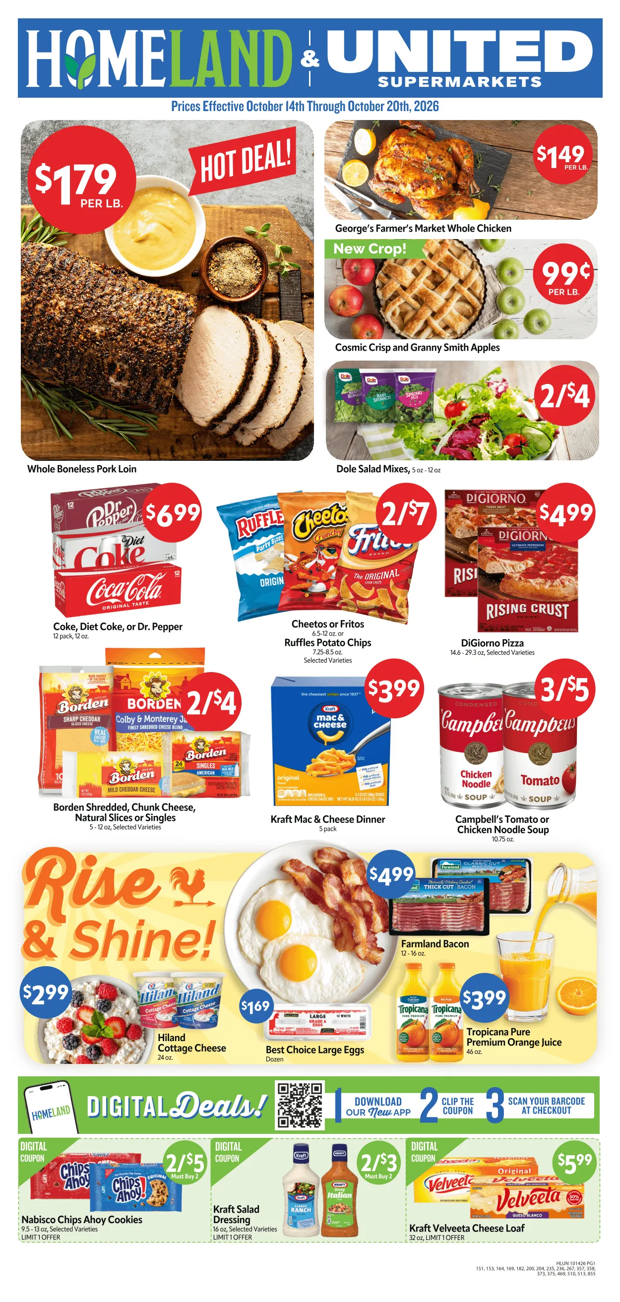 Weekly promotion Current Homeland Stores leaflet valid from Wednesday 10/14/2026 to Tuesday 10/20/2026 spanning from October 14 to October 20 2026 - Page 1 for Catalogue 365