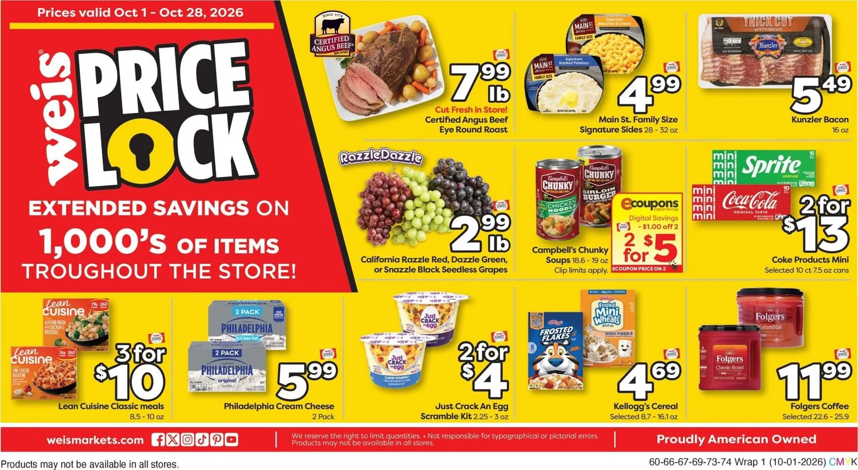 Weekly ad Weis Price Lock: Ahorros extendidos en miles de productos from October 1 to October 28 2026 - Page 1