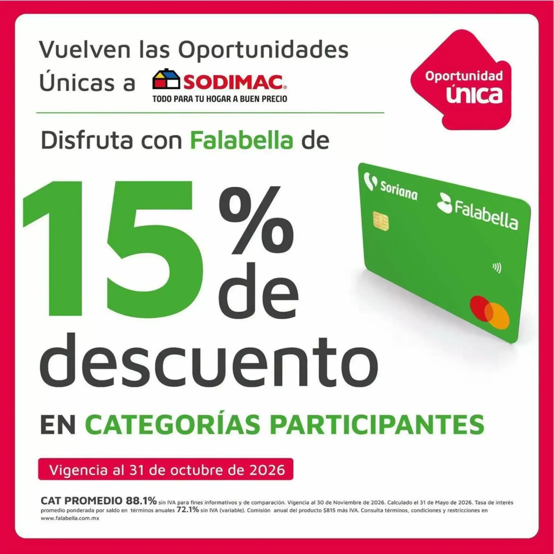 Catálogo de Sodimac y Falabella: 15% de descuento 11 de octubre al 31 de octubre 2026 - Pagina 1