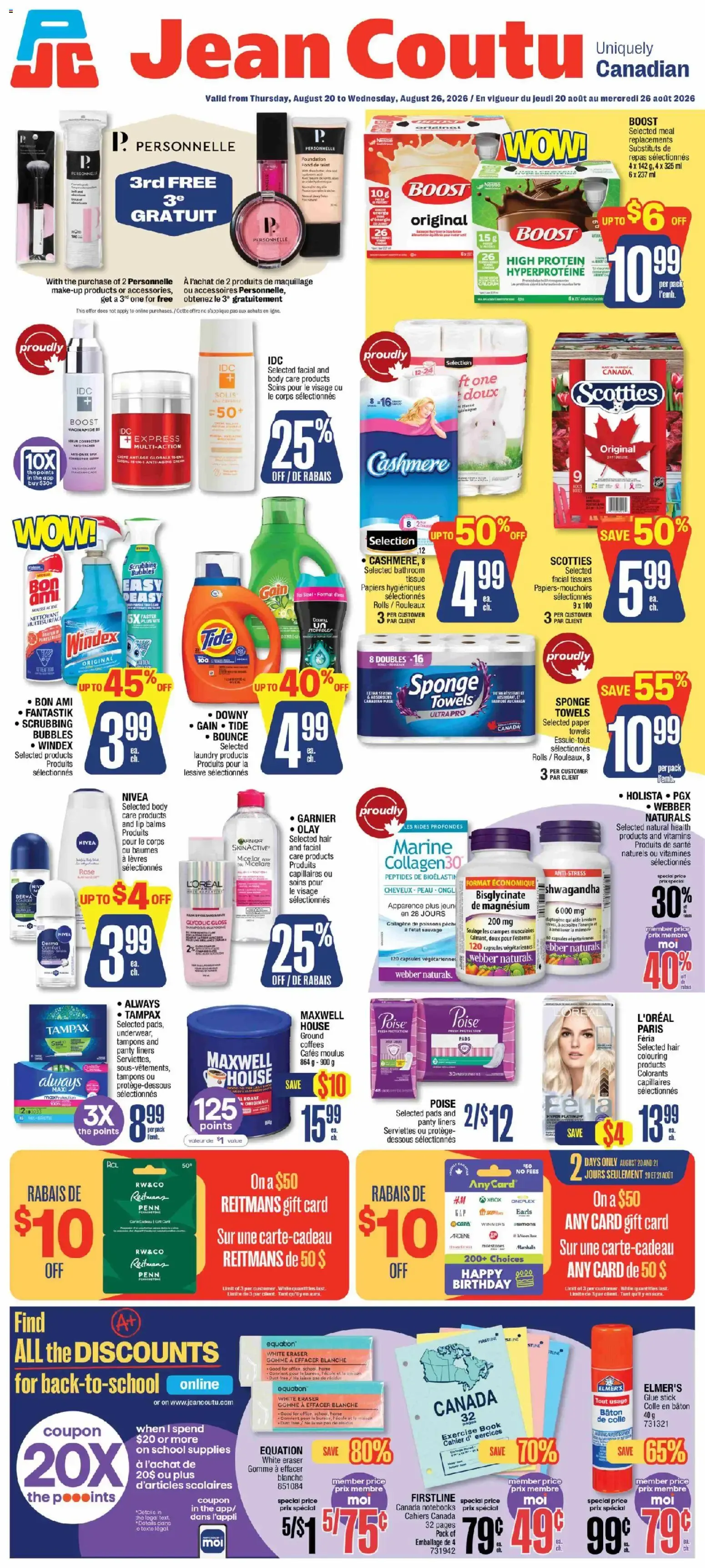 Jean Coutu weekly flyer from Aug 20, 2026 > weekly specials & deals from August 20 to August 26 2026 - flyer page 1