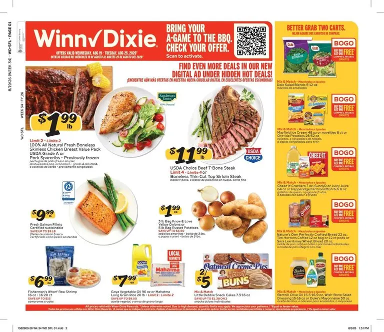 Weekly ad Current Winn-Dixie leaflet valid from Wednesday 08/19/2026 to Tuesday 08/25/2026 from August 19 to August 25 2026 - Page 1