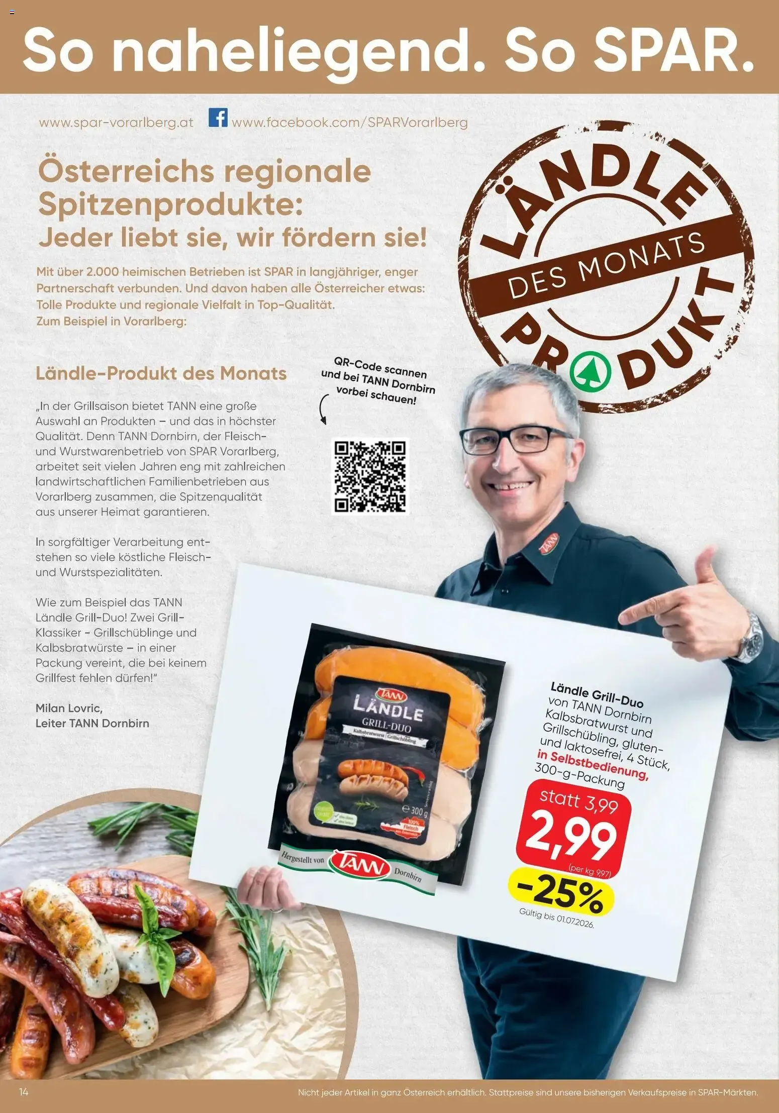 Spar - Flugblatt (18.06.2026) - Angebote und Prospekt von 18. Juni bis 30. Juni 2026 - Flugblätt seite 14