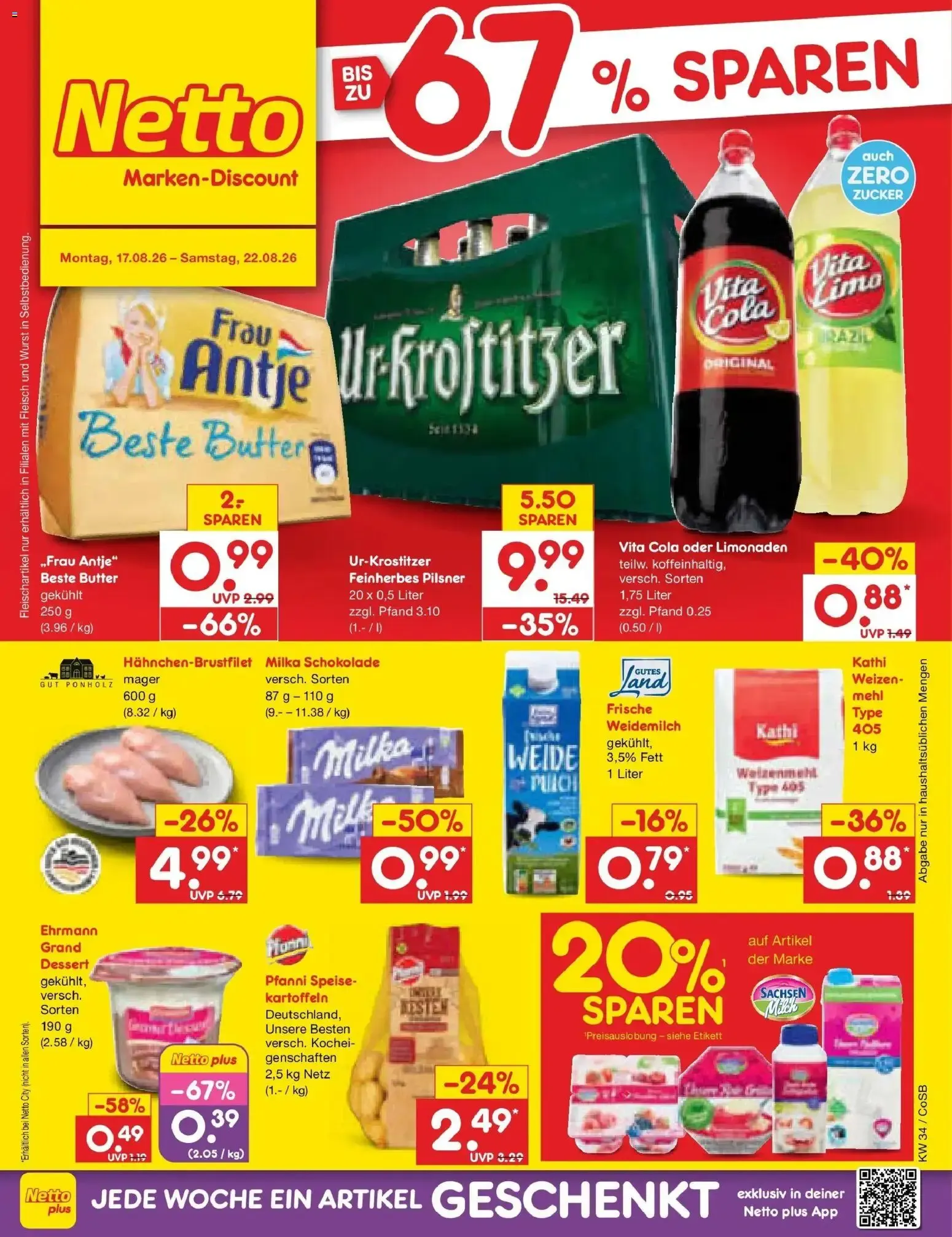 Netto Marken-Discount Prospekt Bitterfeld-Wolfen (ab 17.08.2026) » Angebote von 17. August bis 22. August 2026 - Prospekt seite 1