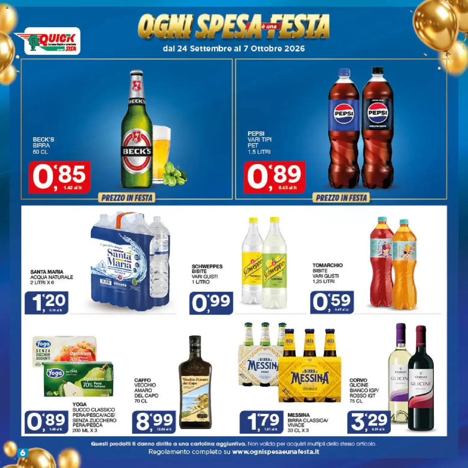 Quick SISA: Grande Concorso Ogni Spesa è una Festa da 24 settembre a 7 ottobre di 2026 - Pagina del volantino 6