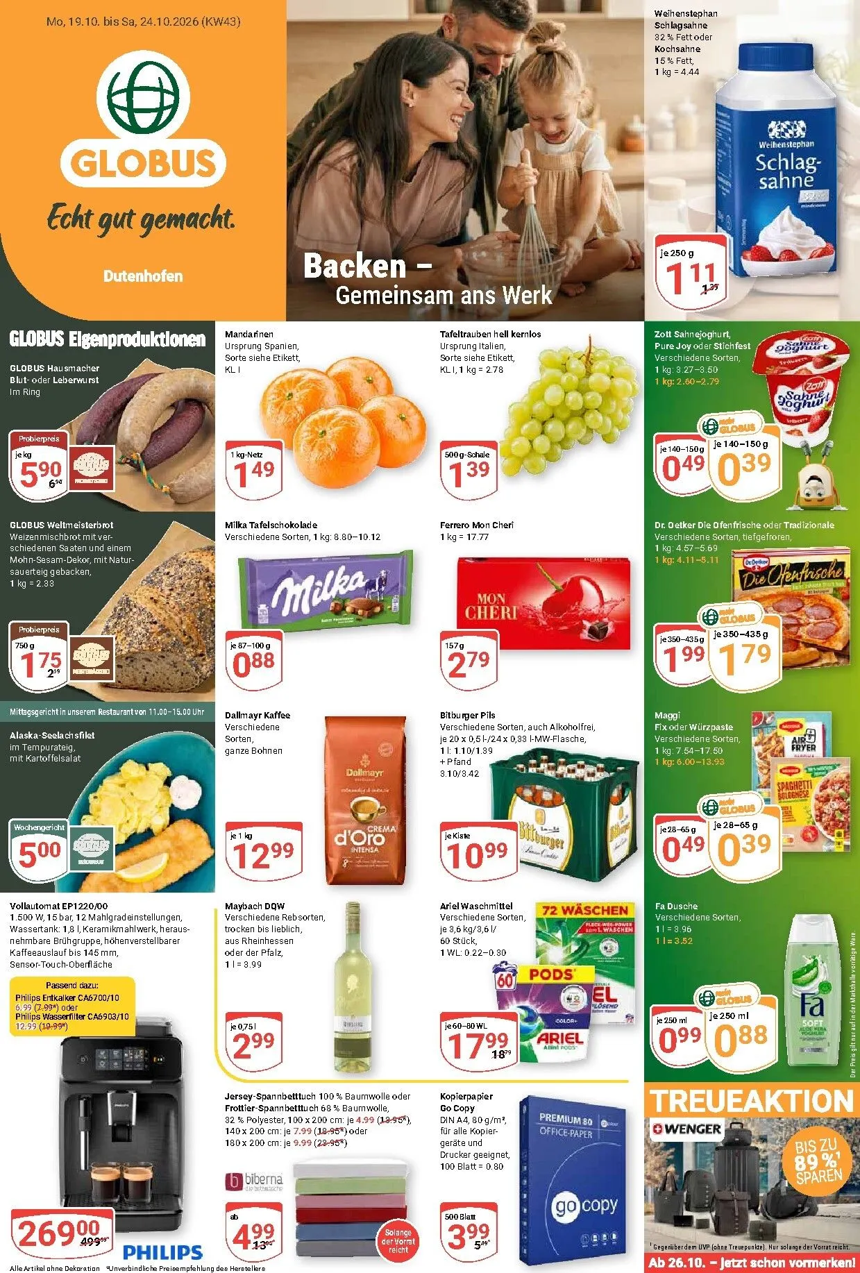 Globus - Dutenhofen Prospekt nächste Woche – von Montag 19.10.2026 bis Samstag 24.10.2026 von 19. Oktober bis 24. Oktober 2026 - Prospekt seite 1