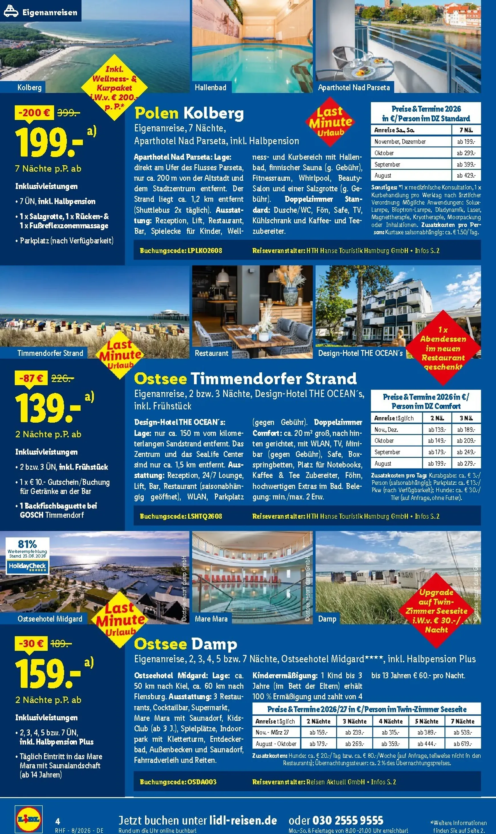 Lidl August Reise-Highlights Prospekt – von Mittwoch 29.07.2026 bis Montag 31.08.2026 von 29. Juli bis 31. August 2026 - Prospekt seite 4