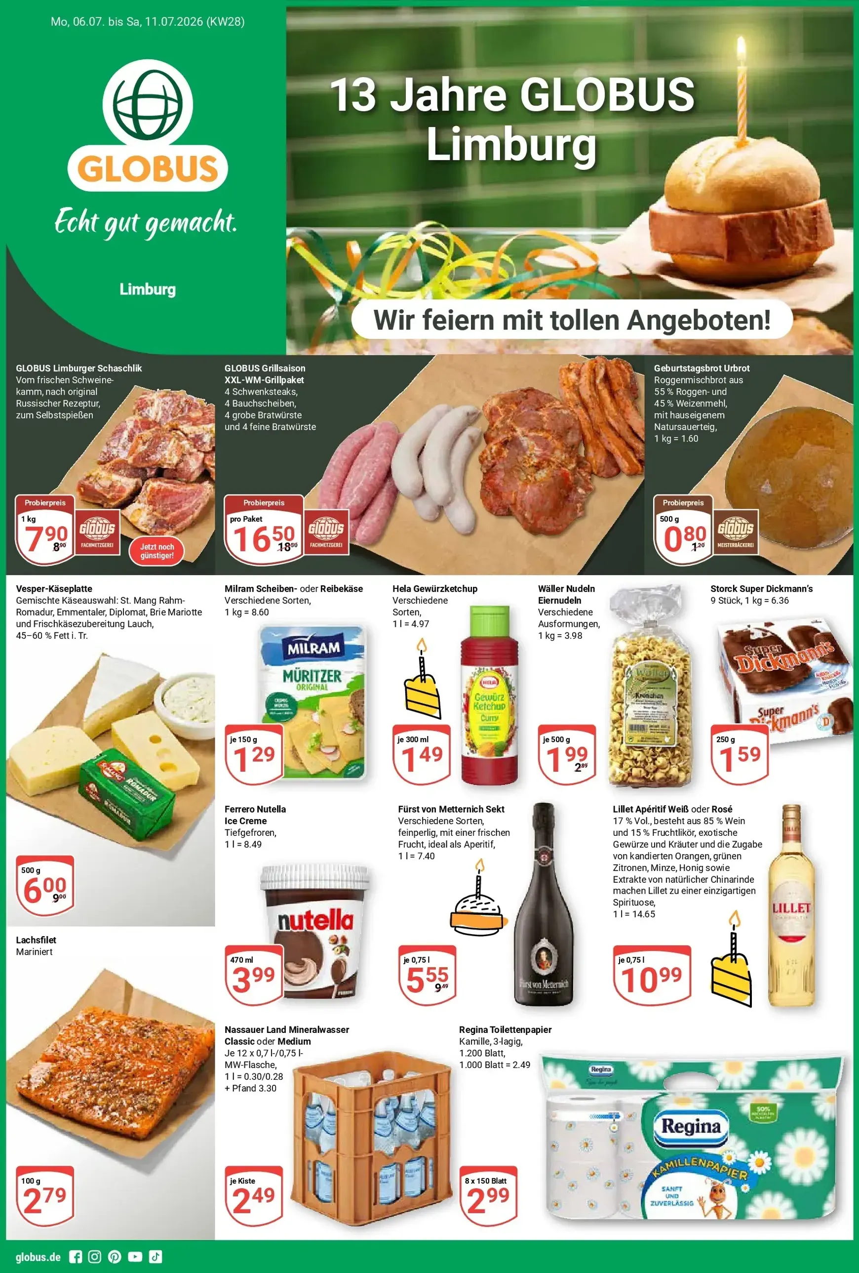 Globus Limburg - 13 años y grandes ofertas von 6. Juli bis 11. Juli 2026 - Prospekt seite 1