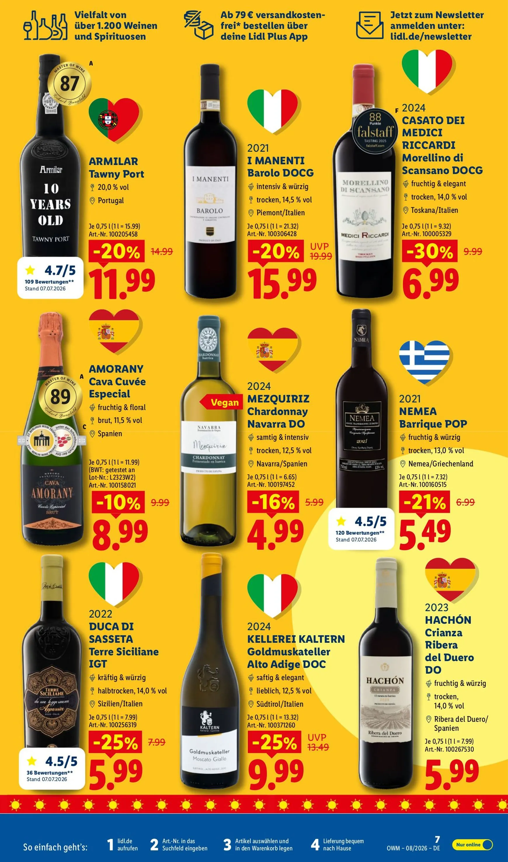 Lidl - Wein & Spirituosen Prospekt – von Samstag 01.08.2026 bis Montag 31.08.2026 von 1. August bis 31. August 2026 - Prospekt seite 7