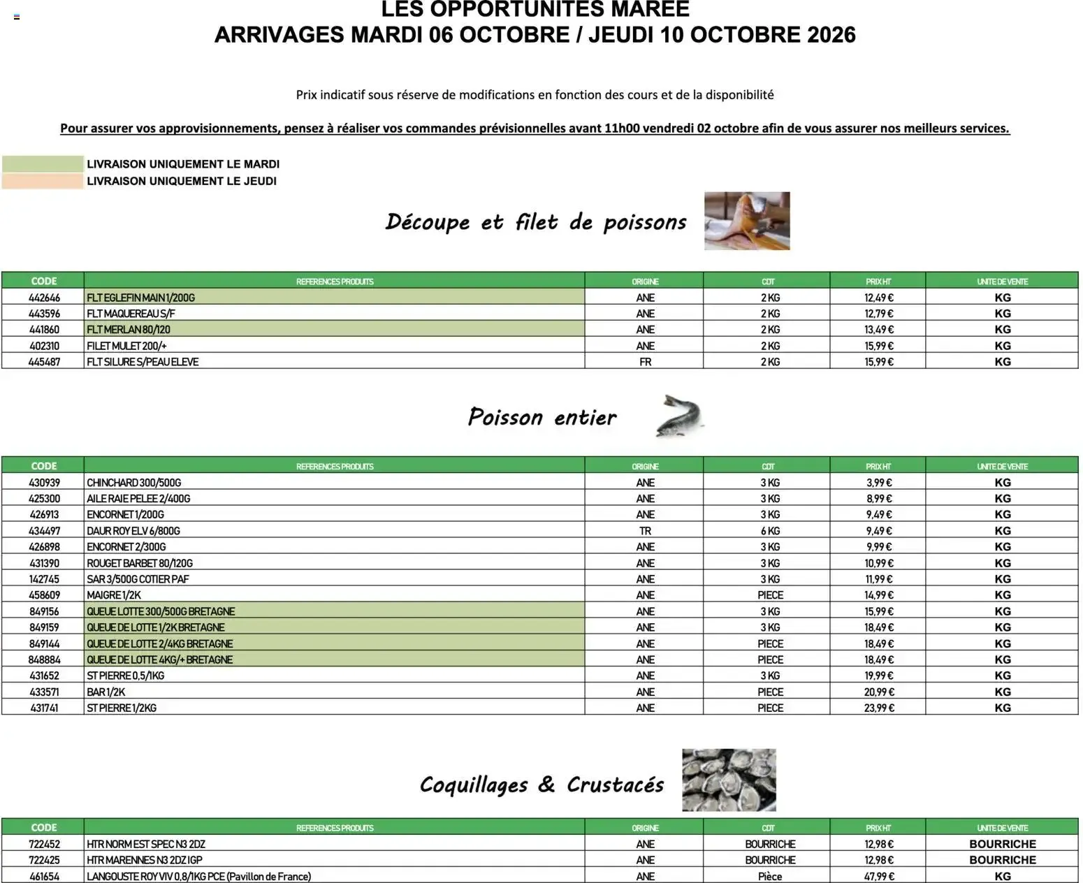 Promocash Opportunités Marée à partir du 06/10/2026 - promo en ligne du 6 octobre au 10 octobre 2026 - Catalogue page 1