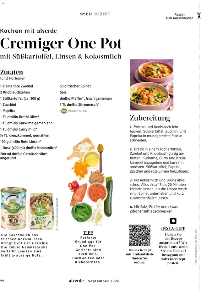 dm Magazin alverde von 1. September bis 30. September 2026 - Prospekt seite 44