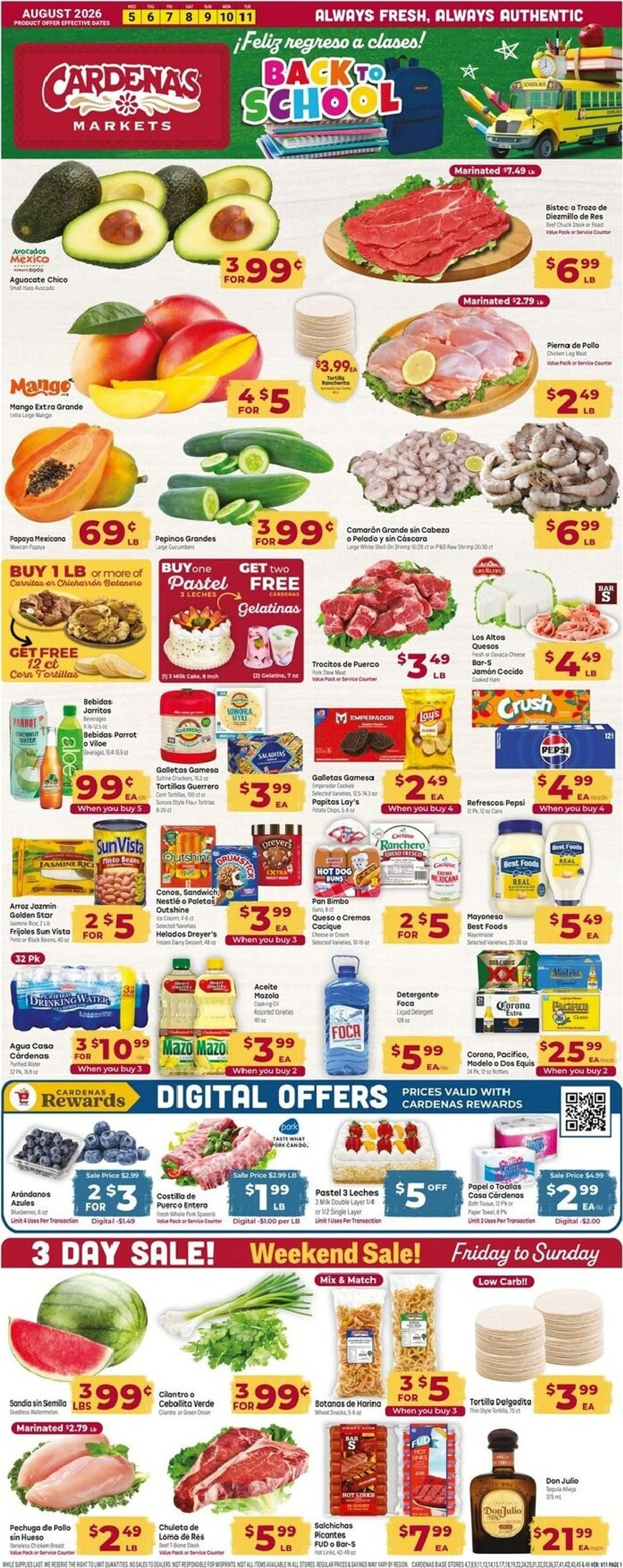 Current Cardenas Markets leaflet valid from Wednesday 08/05/2026 to Tuesday 08/11/2026