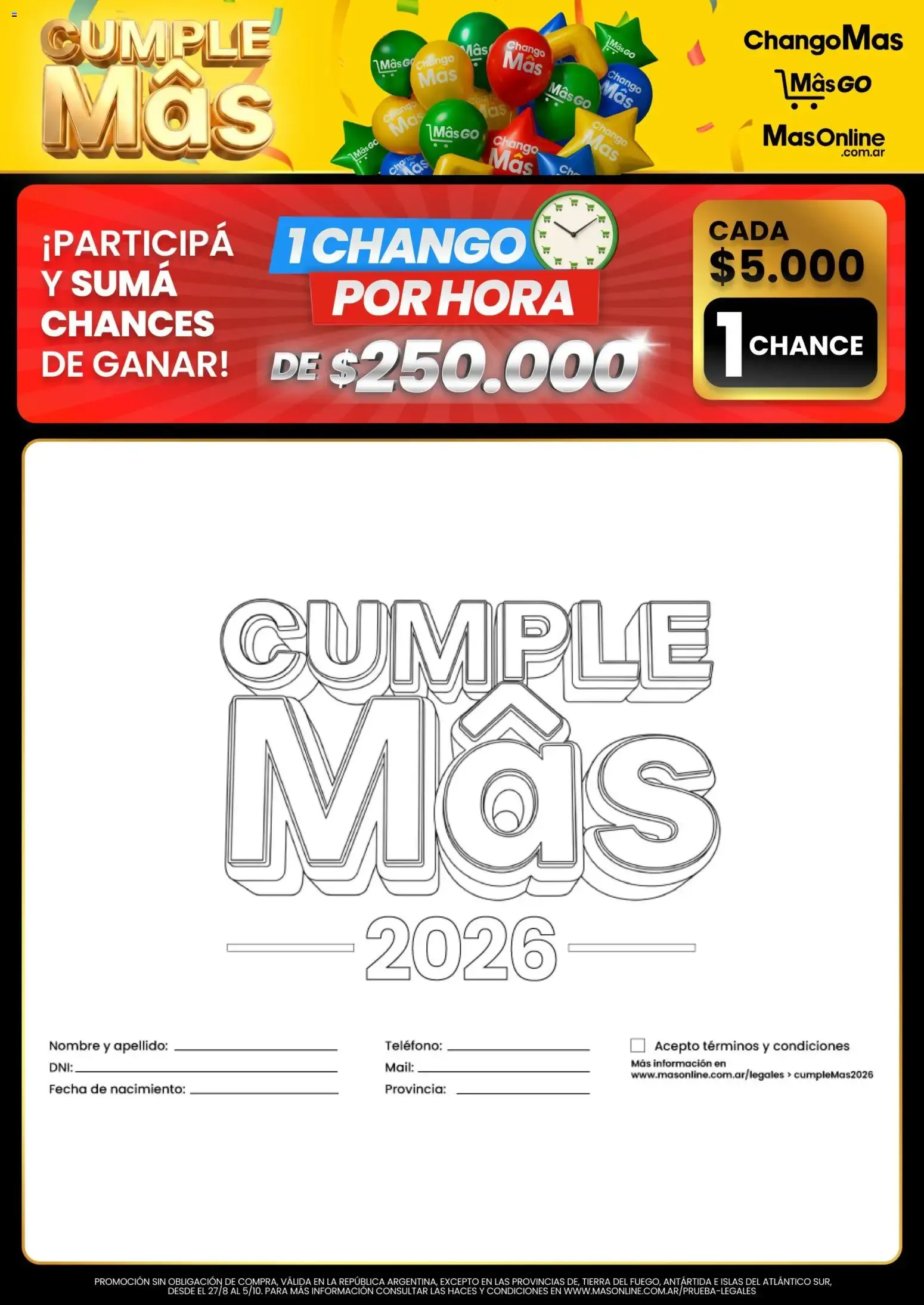 Ofertas de Changomas - Cumple Más: Participá y ganá 1 Chango por hora 27 de agosto al 5 de octubre 2026 - Página 2 del catálogo