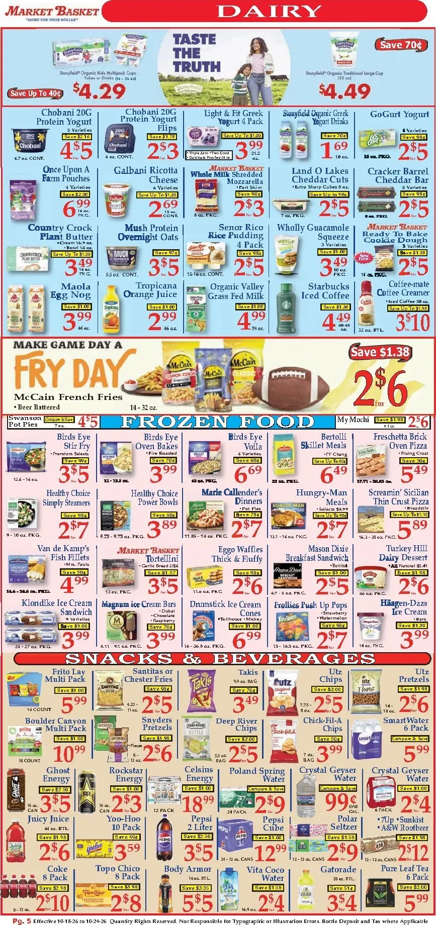 Weekly promotion Current Market Basket leaflet valid from Sunday 10/18/2026 to Saturday 10/24/2026 spanning from October 18 to October 24 2026 - Page 5 for Catalogue 365