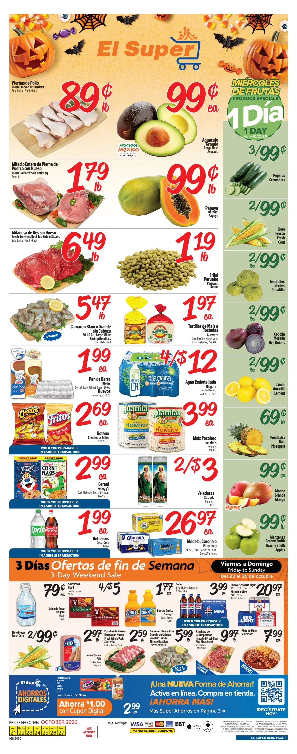 Weekly ad Current El Super - Reno leaflet valid from Wednesday 10/21/2026 to Tuesday 10/27/2026 from October 21 to October 27 2026 - Page 1
