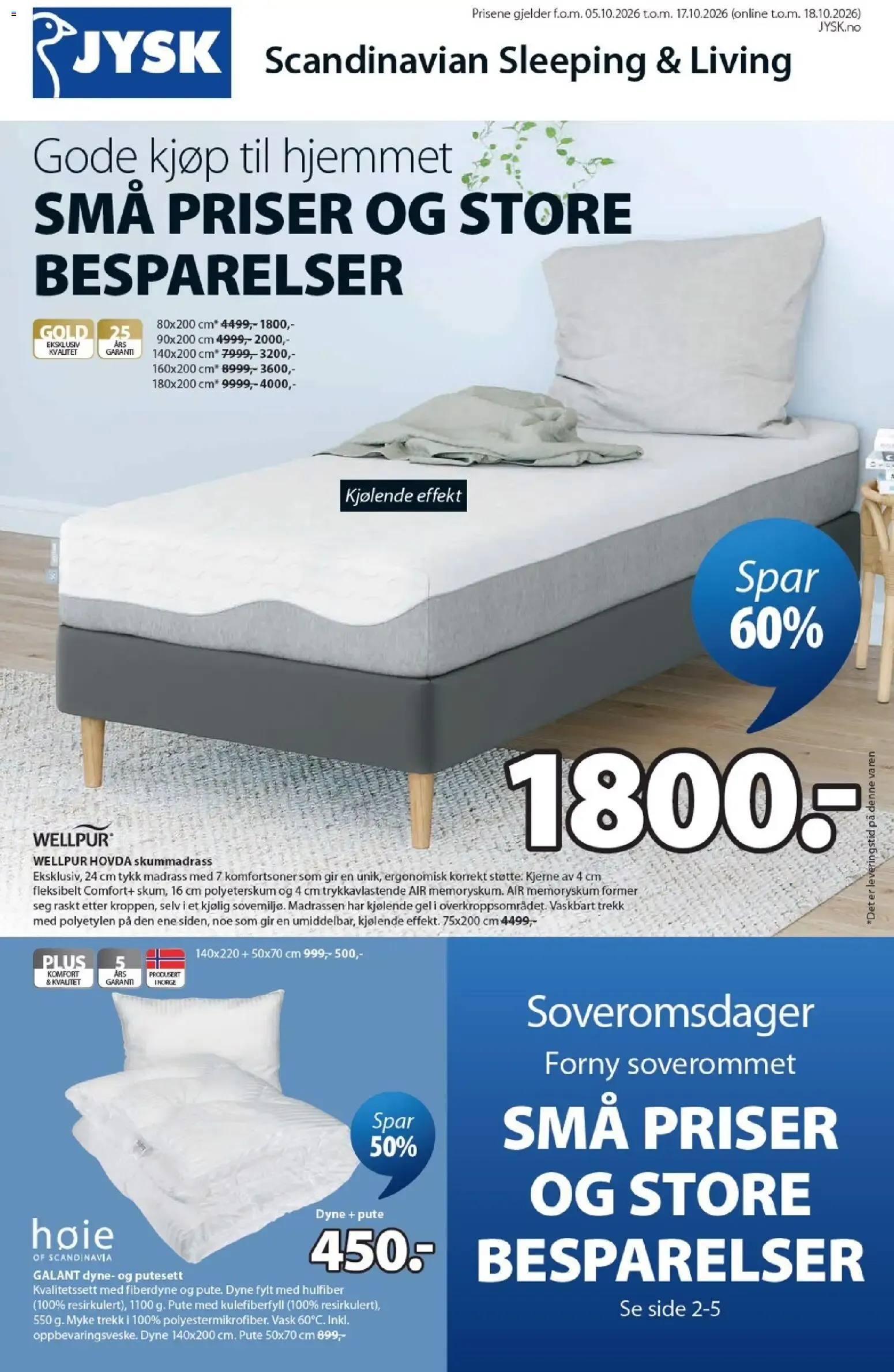 JYSK: Små priser og store besparelser fra 5. oktober til 17. oktober 2026 - kundeavisside 1