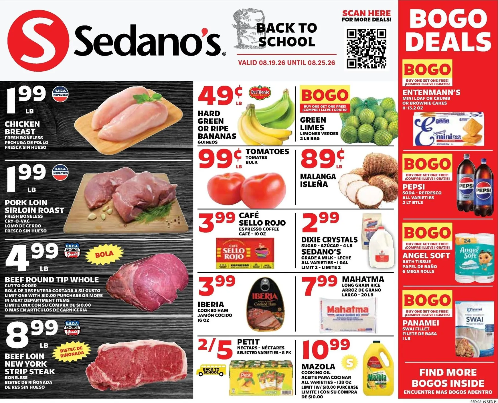 Weekly promotion Sedano's: Back to School y Ofertas BOGO spanning from August 19 to August 25 2026 - Page 1 for Catalogue 365