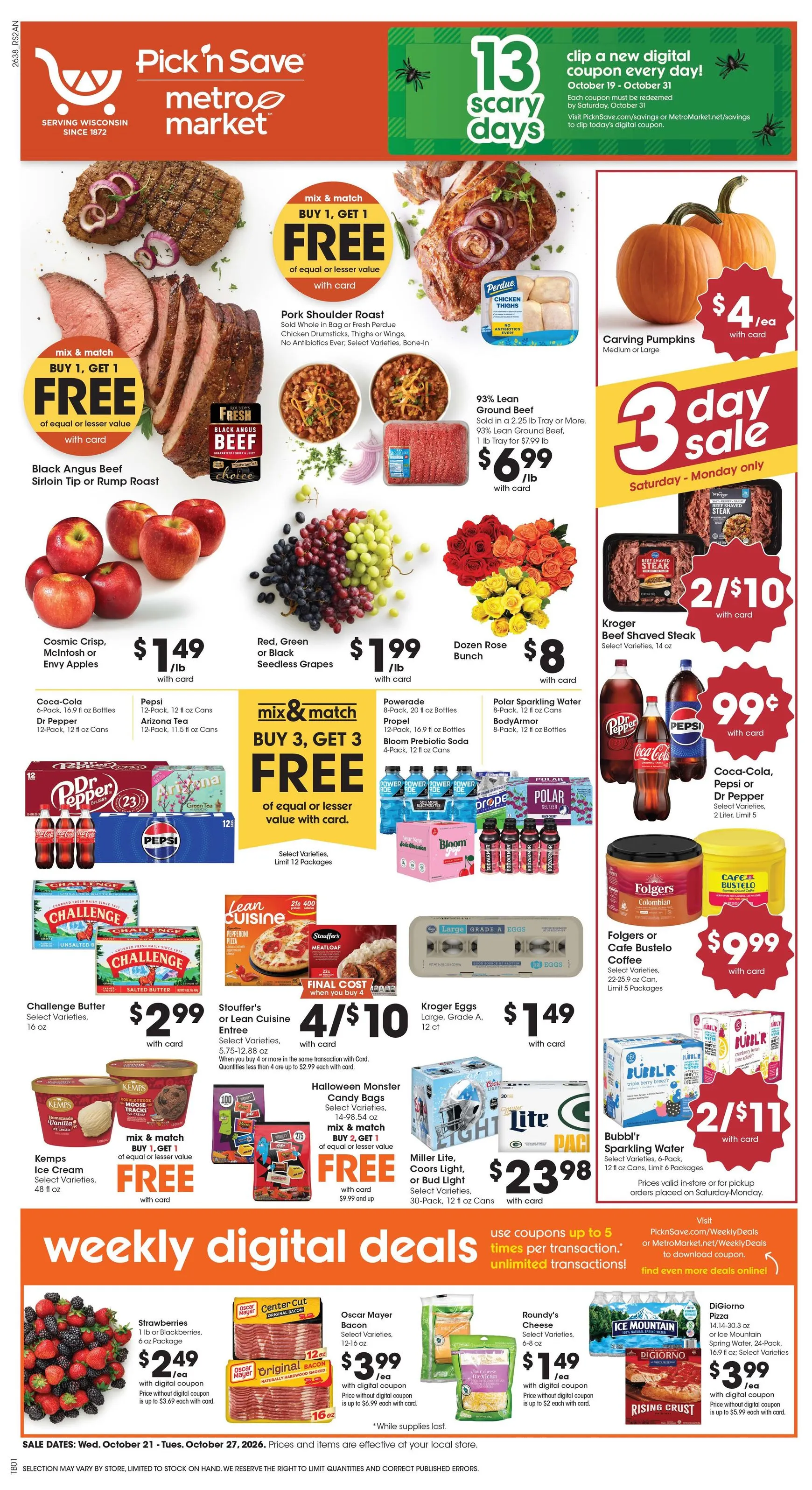Weekly promotion Current Pick'n Save leaflet valid from Wednesday 10/21/2026 to Tuesday 10/27/2026 spanning from October 21 to October 27 2026 - Page 1 for Catalogue 365