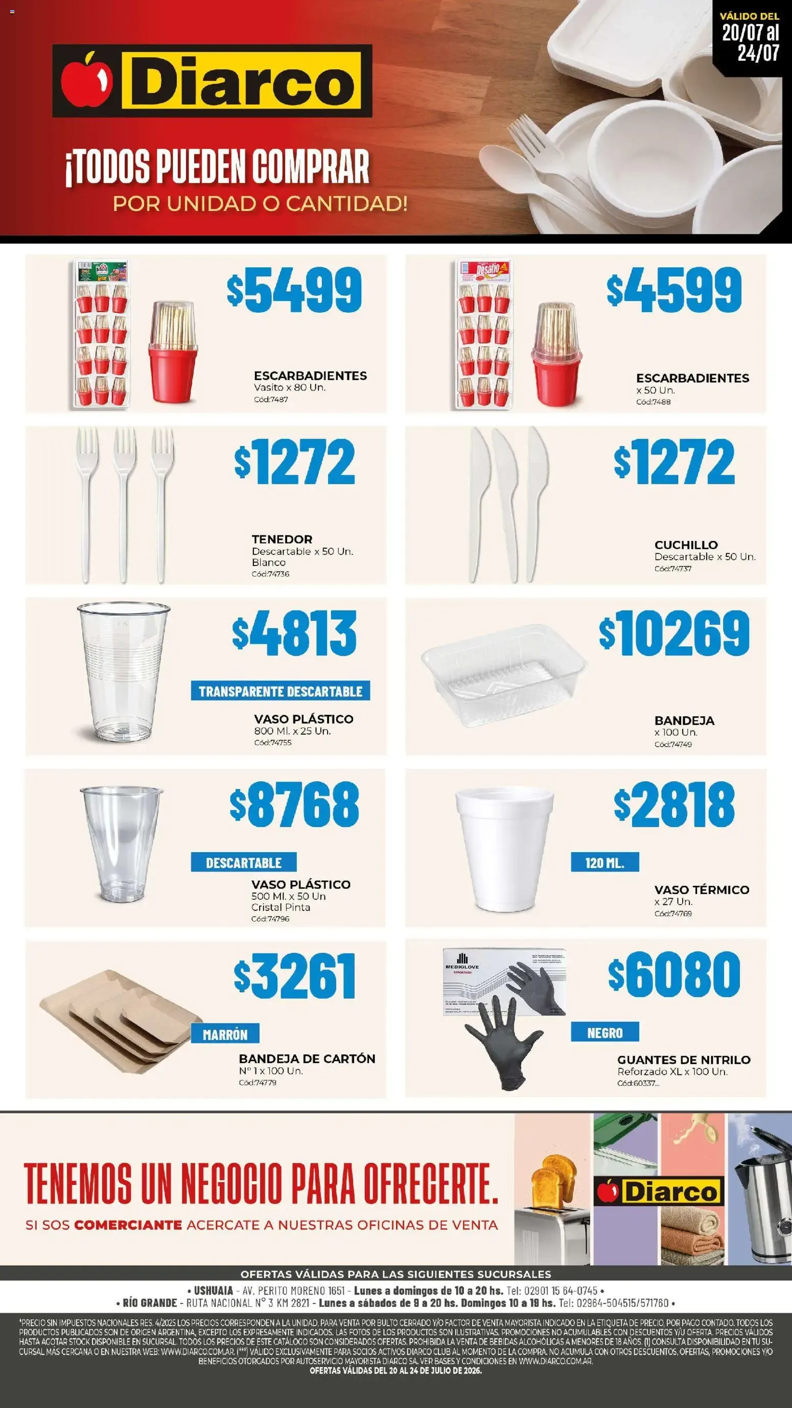 Ofertas de Diarco - Especial Descartables del 20/07/2026 - 24/07/2026 20 de julio al 24 de julio 2026 - Página 1 del catálogo