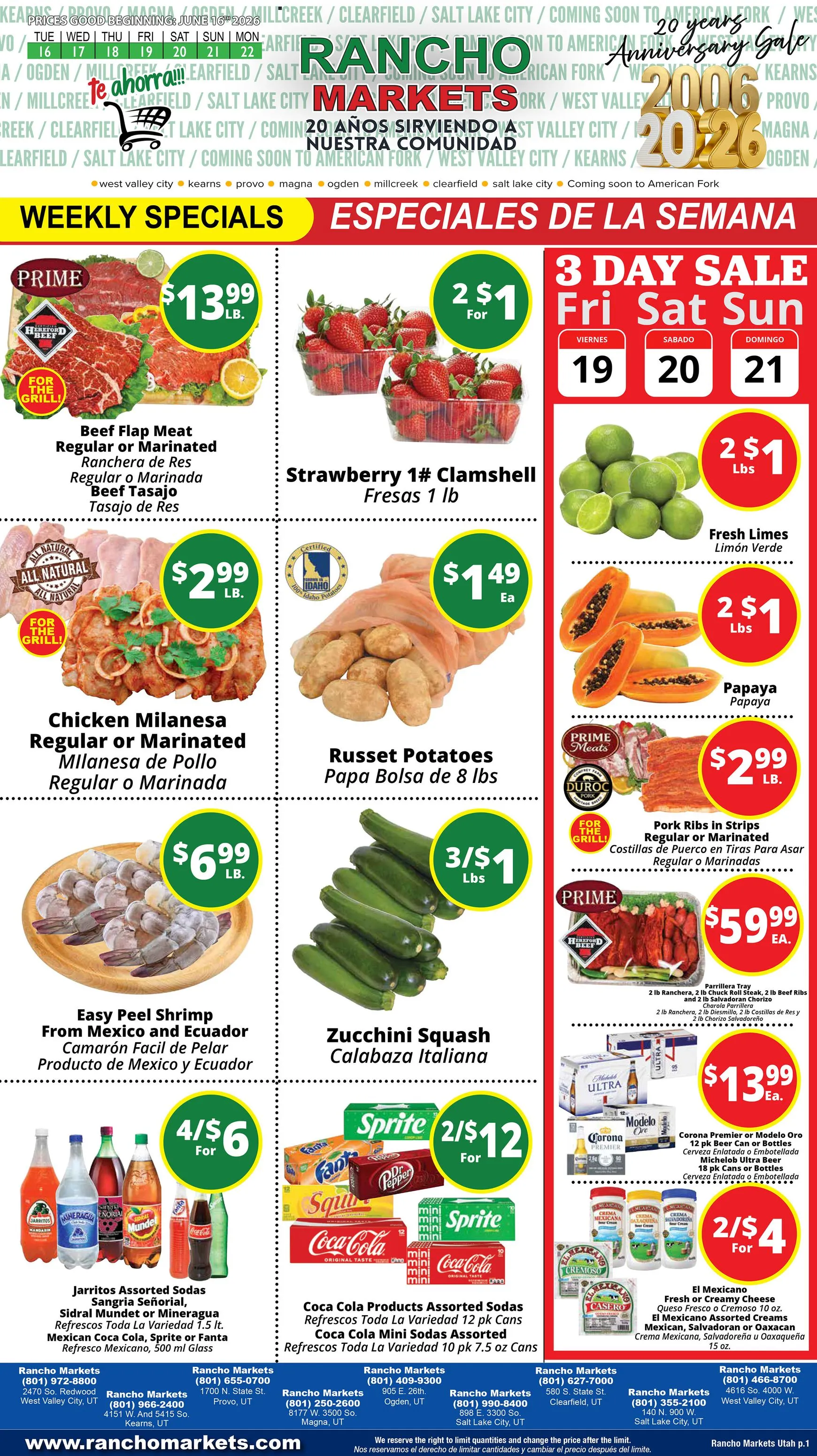 Current Rancho Markets leaflet valid from Tuesday 06/16/2026 to Monday 06/22/2026
