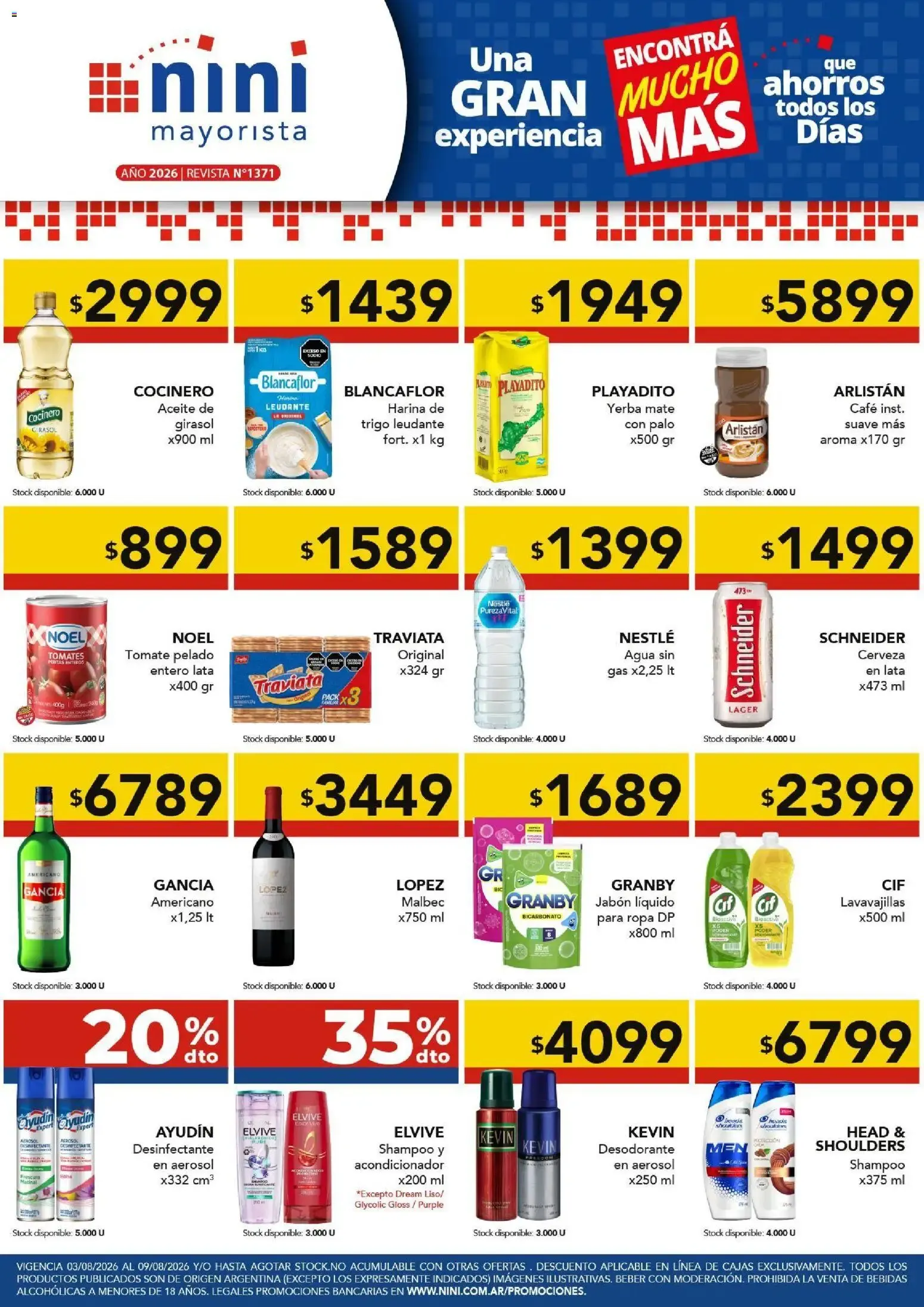 Ofertas de NINI Mayorista ofertas del 03/08/2026 - 09/08/2026 3 de agosto al 9 de agosto 2026 - Página 1 del catálogo