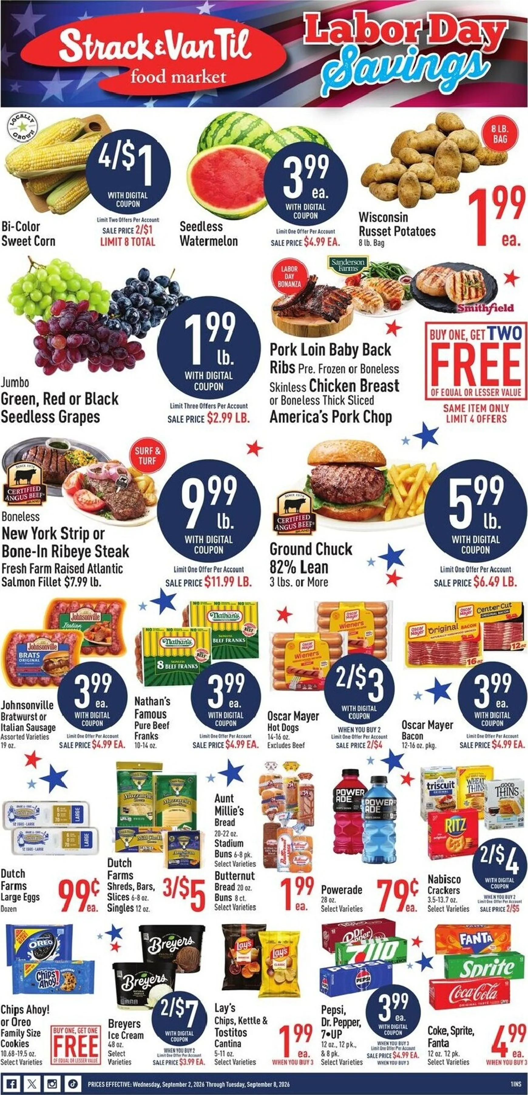 Weekly promotion Strack & Van Til Labor Day Savings spanning from September 2 to September 8 2026 - Page 1 for Catalogue 365