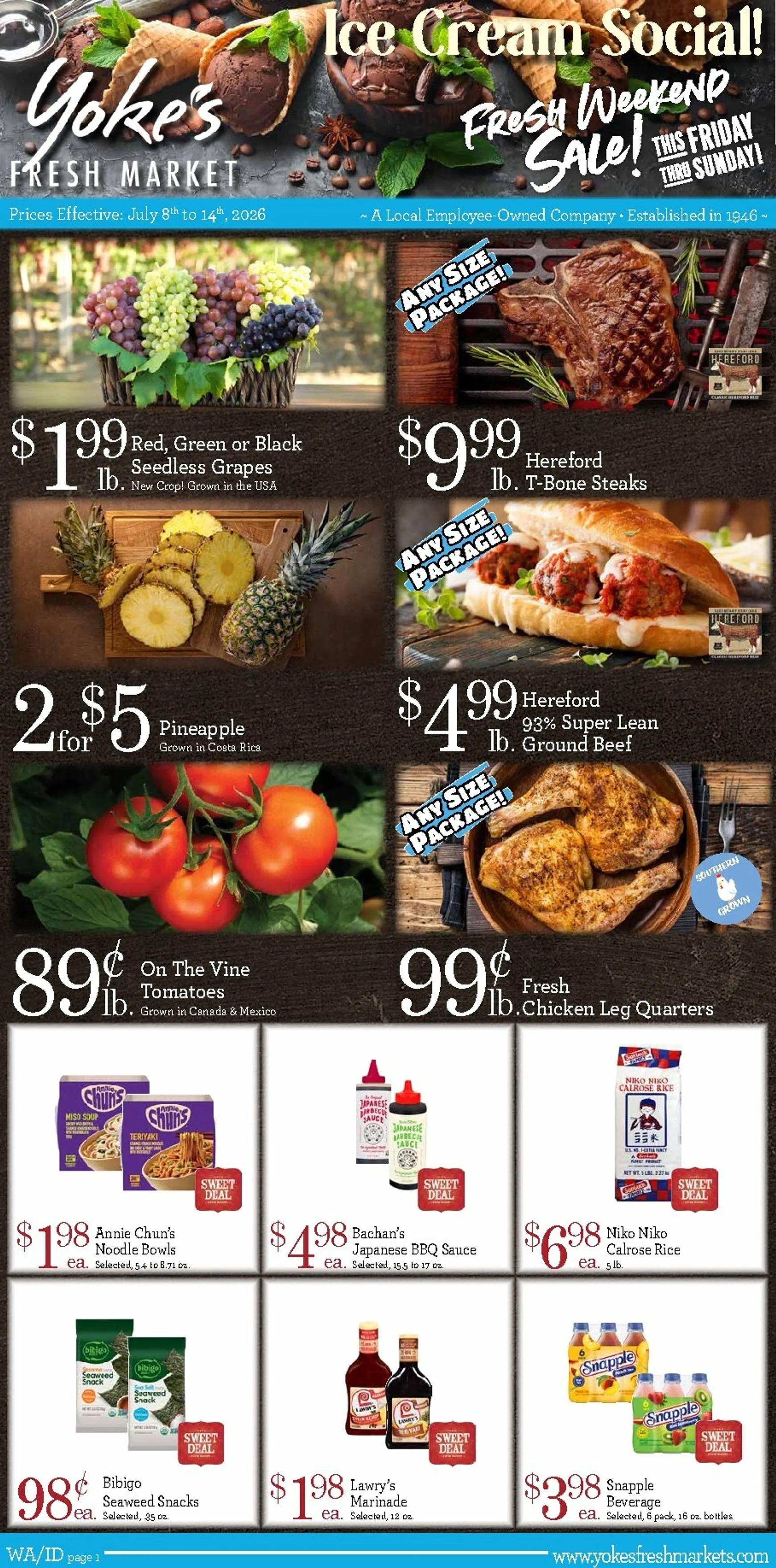 Weekly promotion Yoke's Fresh Market - Ice Cream Social & Fresh Weekend Sale spanning from July 8 to July 14 2026 - Page 1 for Catalogue 365