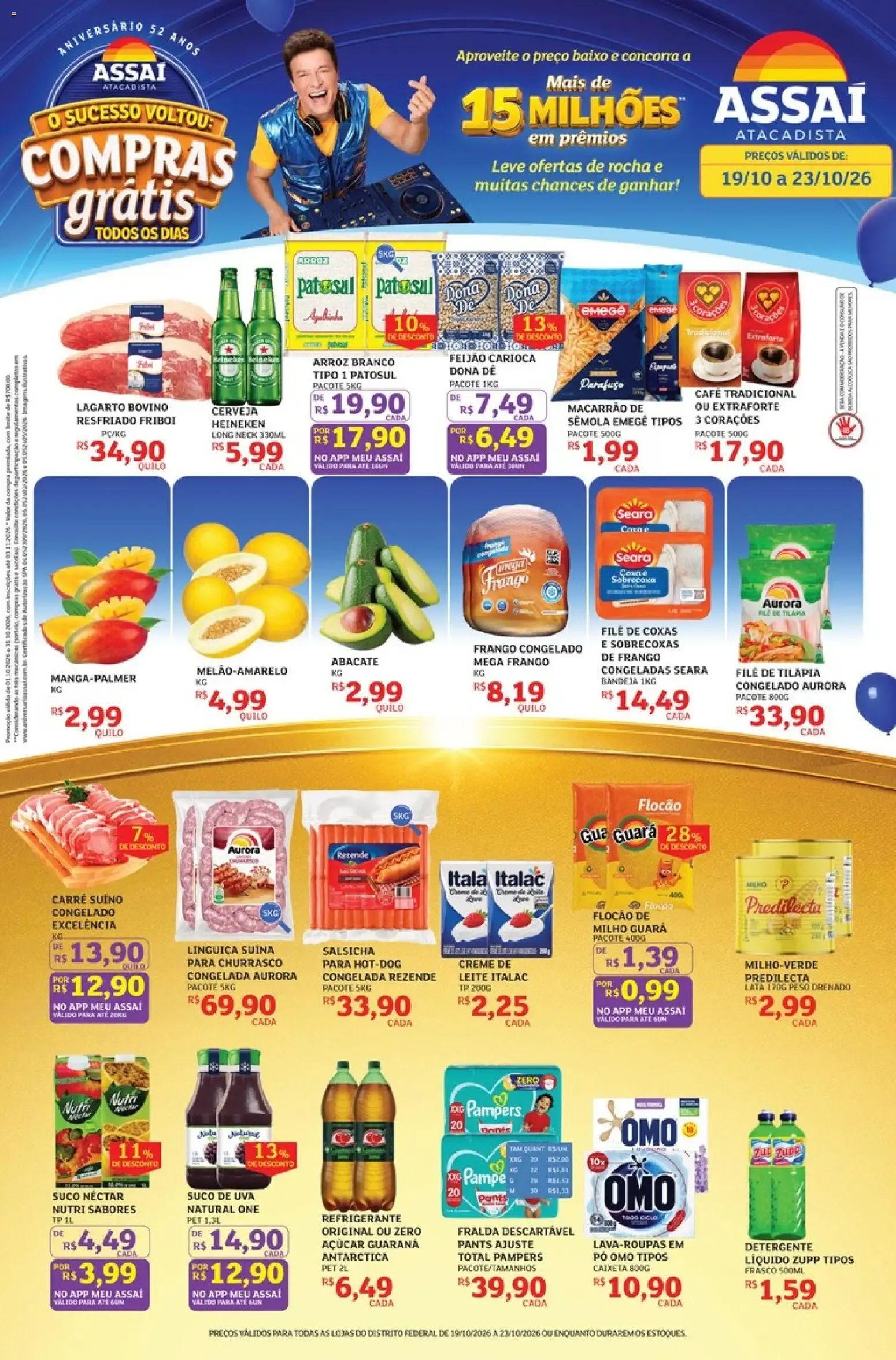 Encarte de Assaí Atacadista 52 Anos: Compras Grátis e 15 Milhões em Prêmios 19 de outubro até 23 de outubro 2026 - Pagina 1