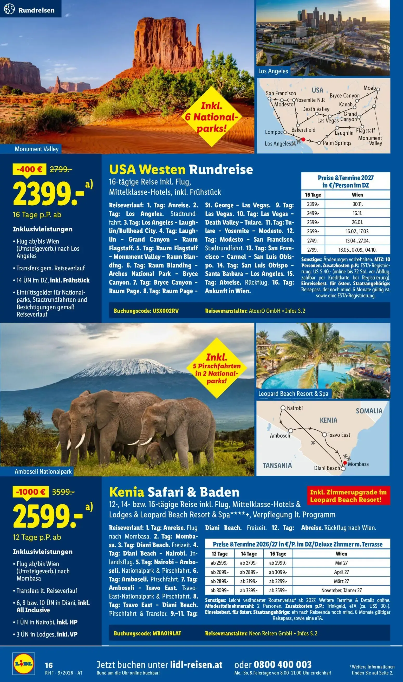 Lidl September Reise - Highlights ab 31.08.2026 - Angebote ab donnerstag von 31. August bis 30. September 2026 - Flugblätt seite  16