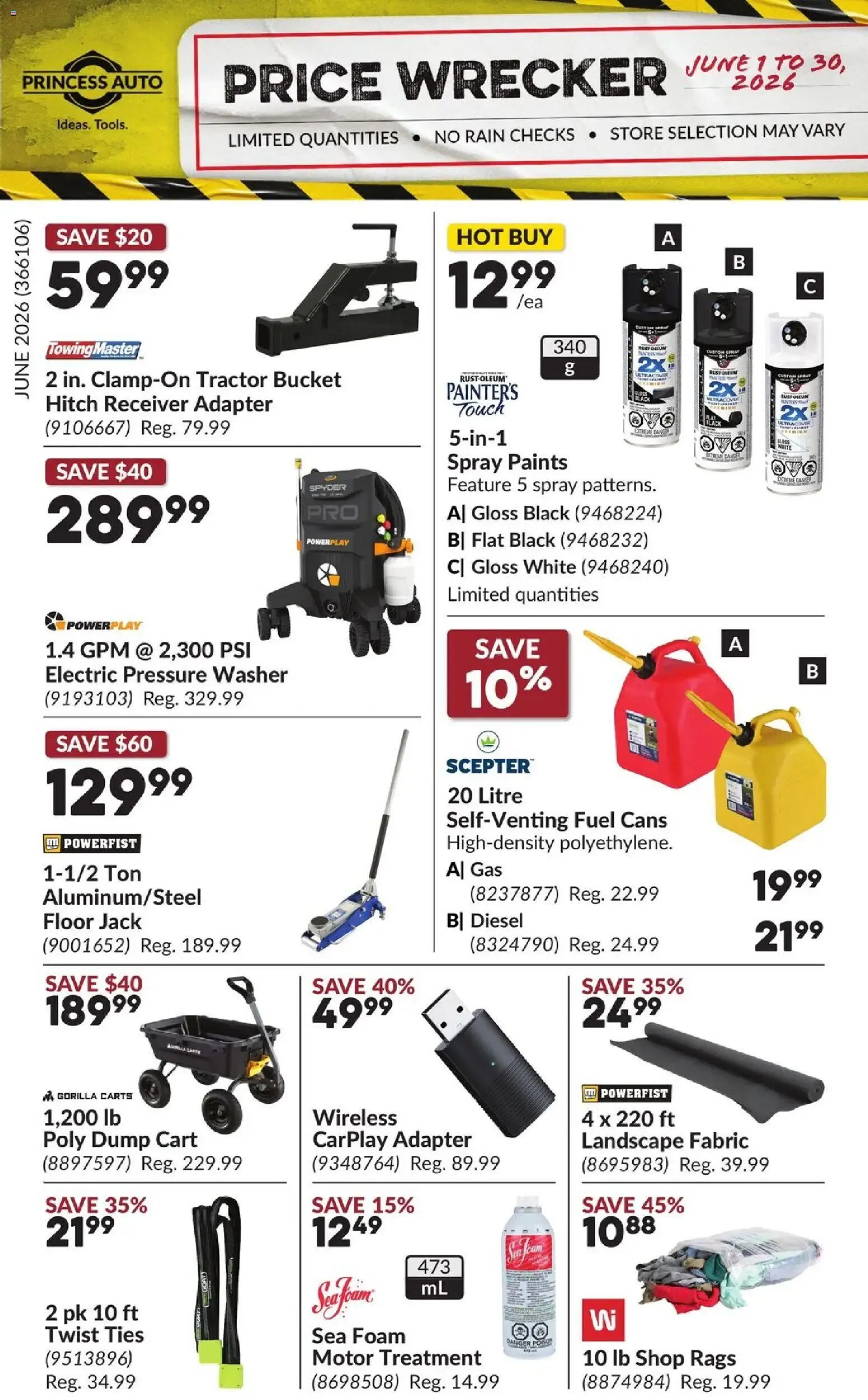 Princess Auto flyer - Price Wrecker from Jun 1, 2026 > weekly specials & deals from June 1 to June 30 2026 - flyer page 1
