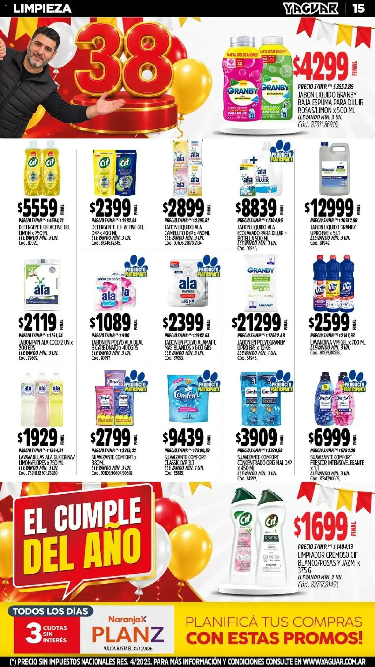 Ofertas de Mayorista Yaguar - El Cumple del Año 38 19 de octubre al 24 de octubre 2026 - Página 17 del catálogo