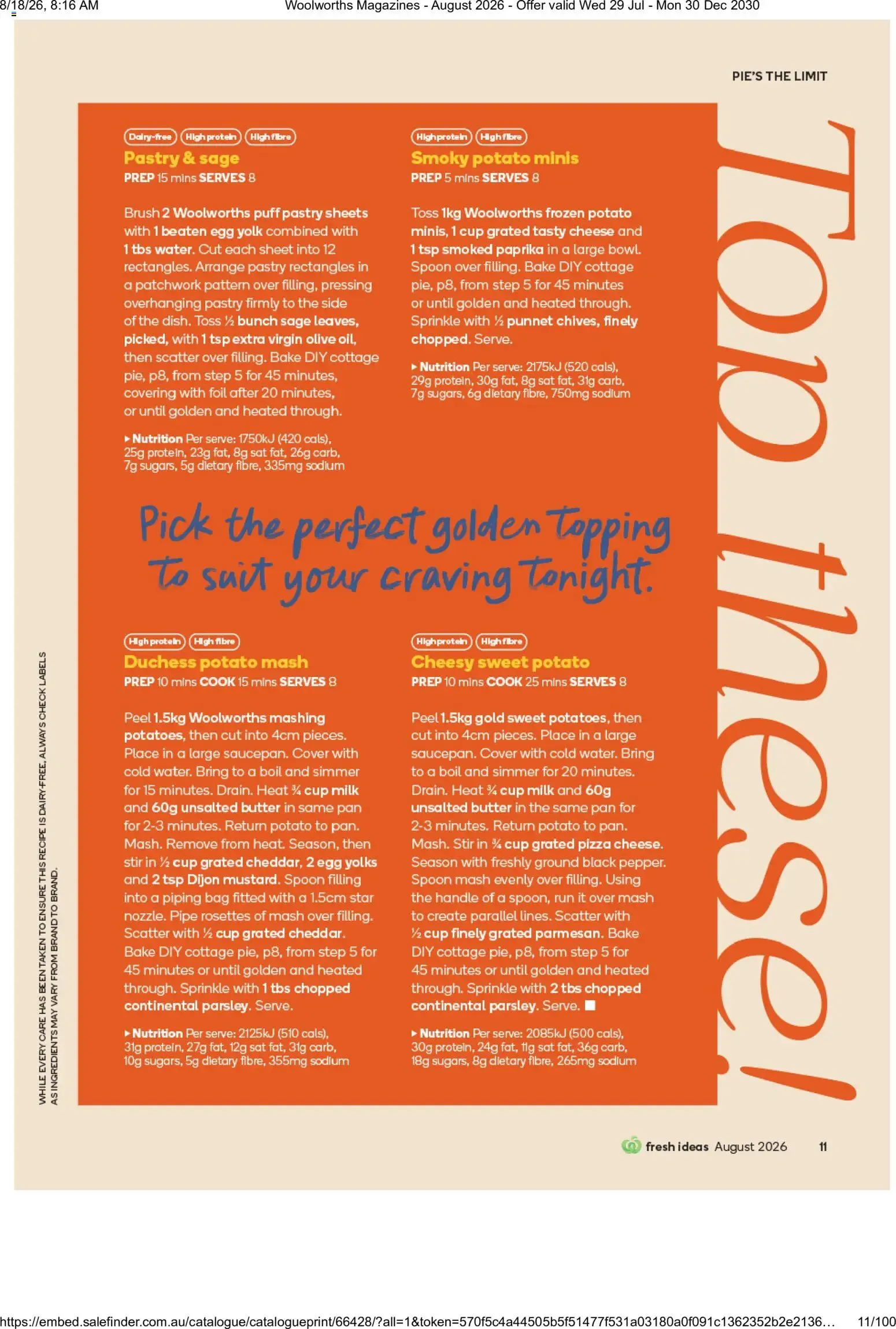Woolworths Fresh Ideas - August 2026 - Catalogue valid from 29 July to 30 December 2030 - page 11