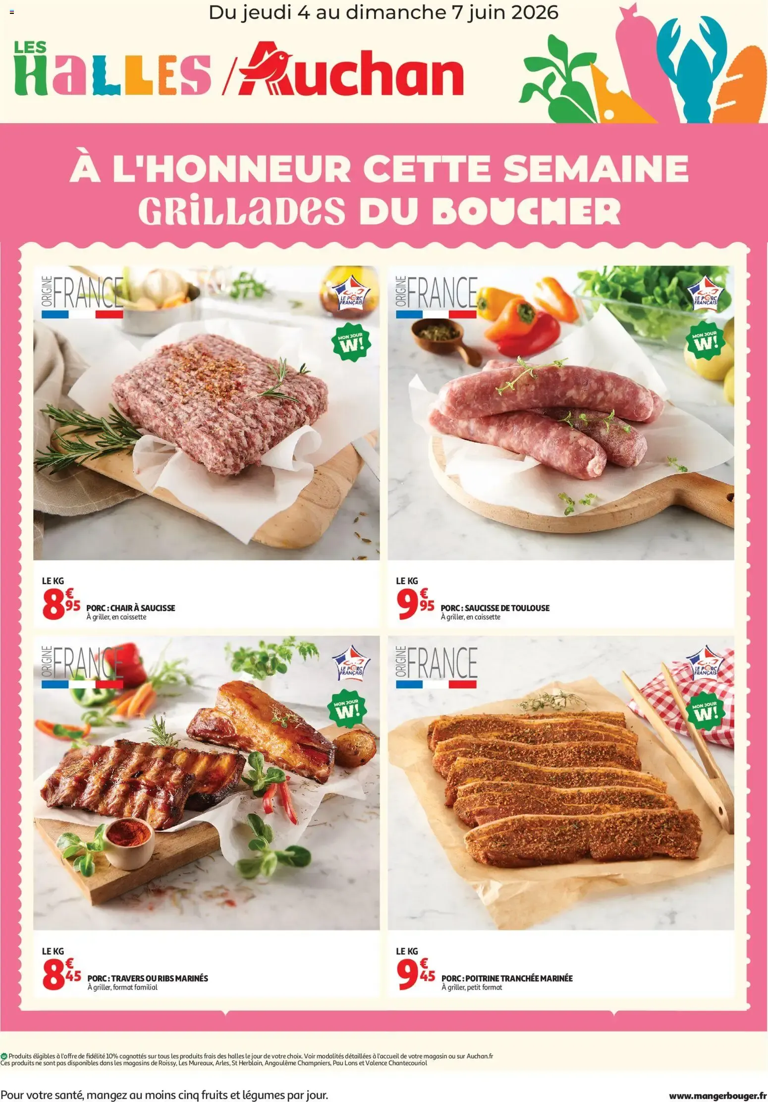 Auchan Les Halles - À l'honneur cette semaine Grillades du boucher du 4 juin au 7 juin 2026 - Catalogue page 1