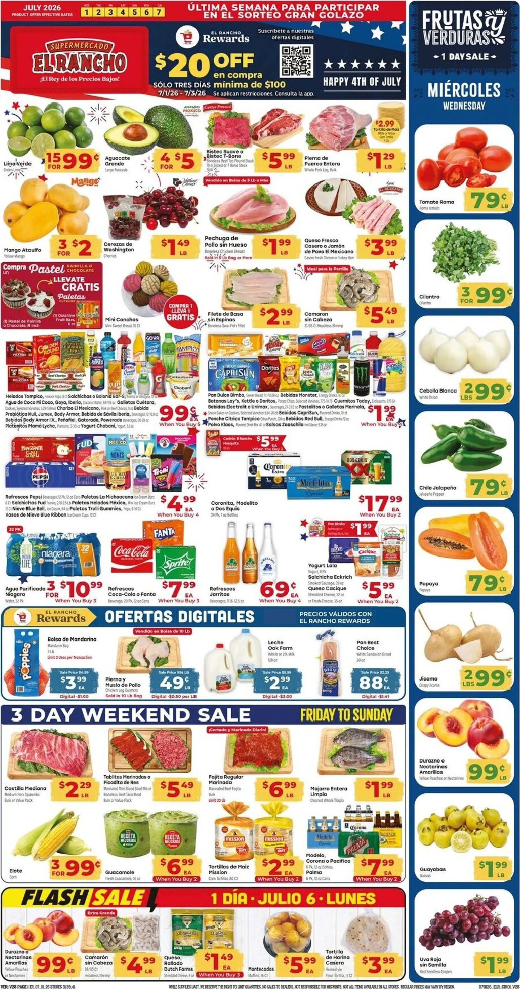 Weekly ad Current El Rancho leaflet valid from Wednesday 07/01/2026 to Tuesday 07/07/2026 from July 1 to July 7 2026 - Page 1