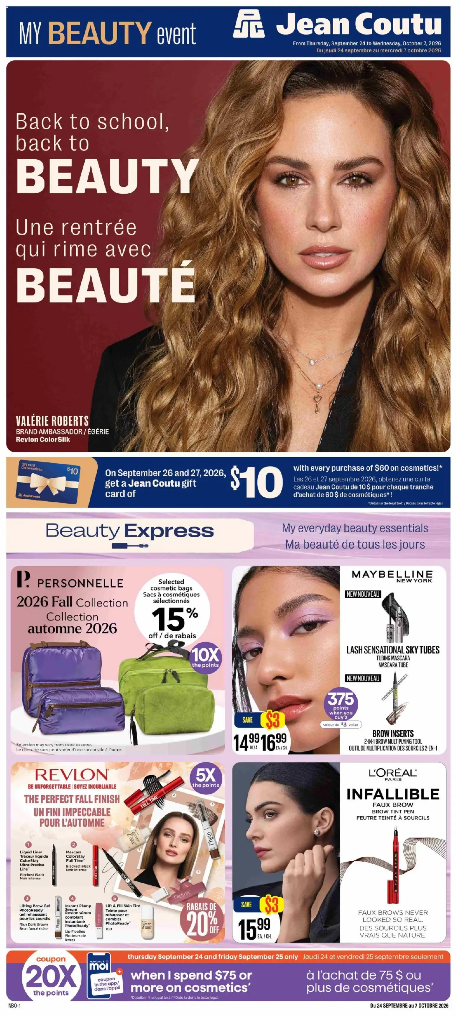 Jean Coutu - Back to school beauty booklet from Sep 24, 2026 > weekly specials & deals from September 24 to October 7 2026 - flyer page 1