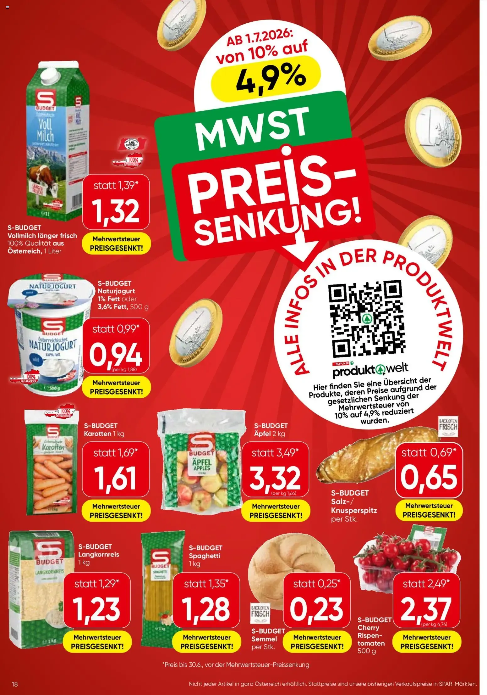 SPAR EUROSPAR INTERSPAR - SPAR - Angebote von 1. Juli bis 15. Juli 2026 - Flugblätt seite 18