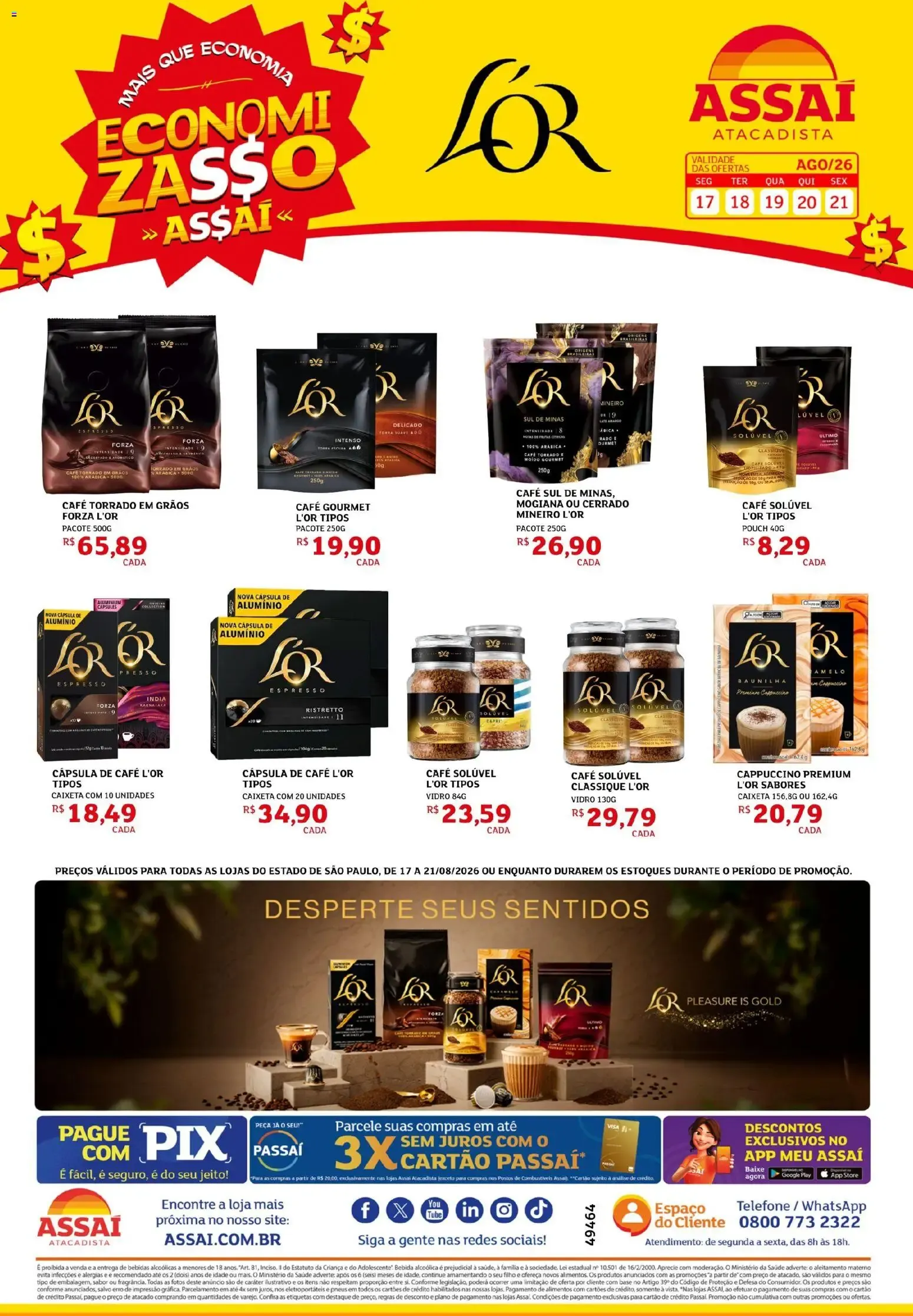 Encarte de Assaí Atacadista - Economizasso L'OR Café 17 de agosto até 21 de agosto 2026 - Pagina 1